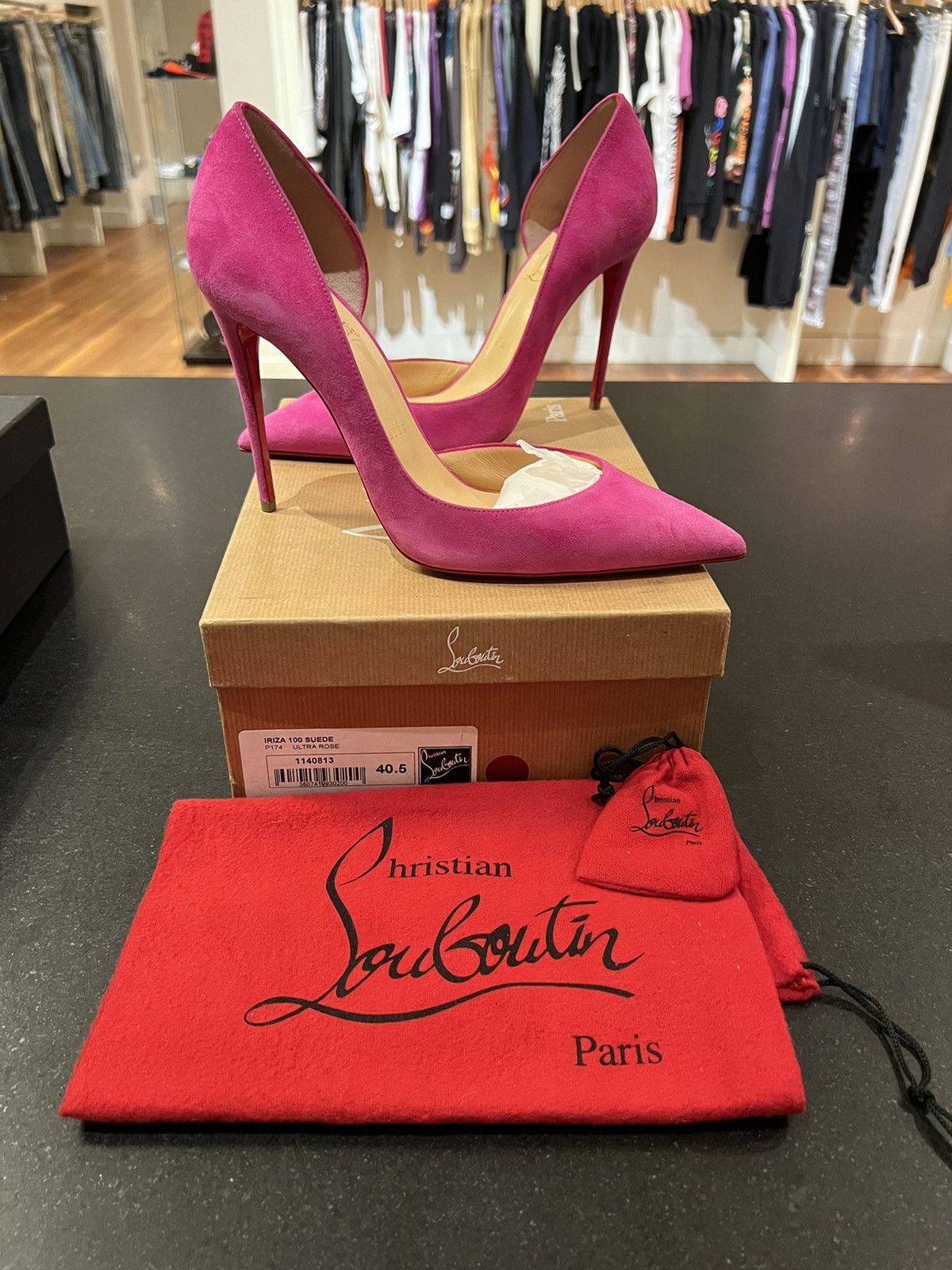 image of Christian Louboutin Christian Loubotin Iriza 100 Suede Heel Shoes in Pink, Women's (Size 10.5)