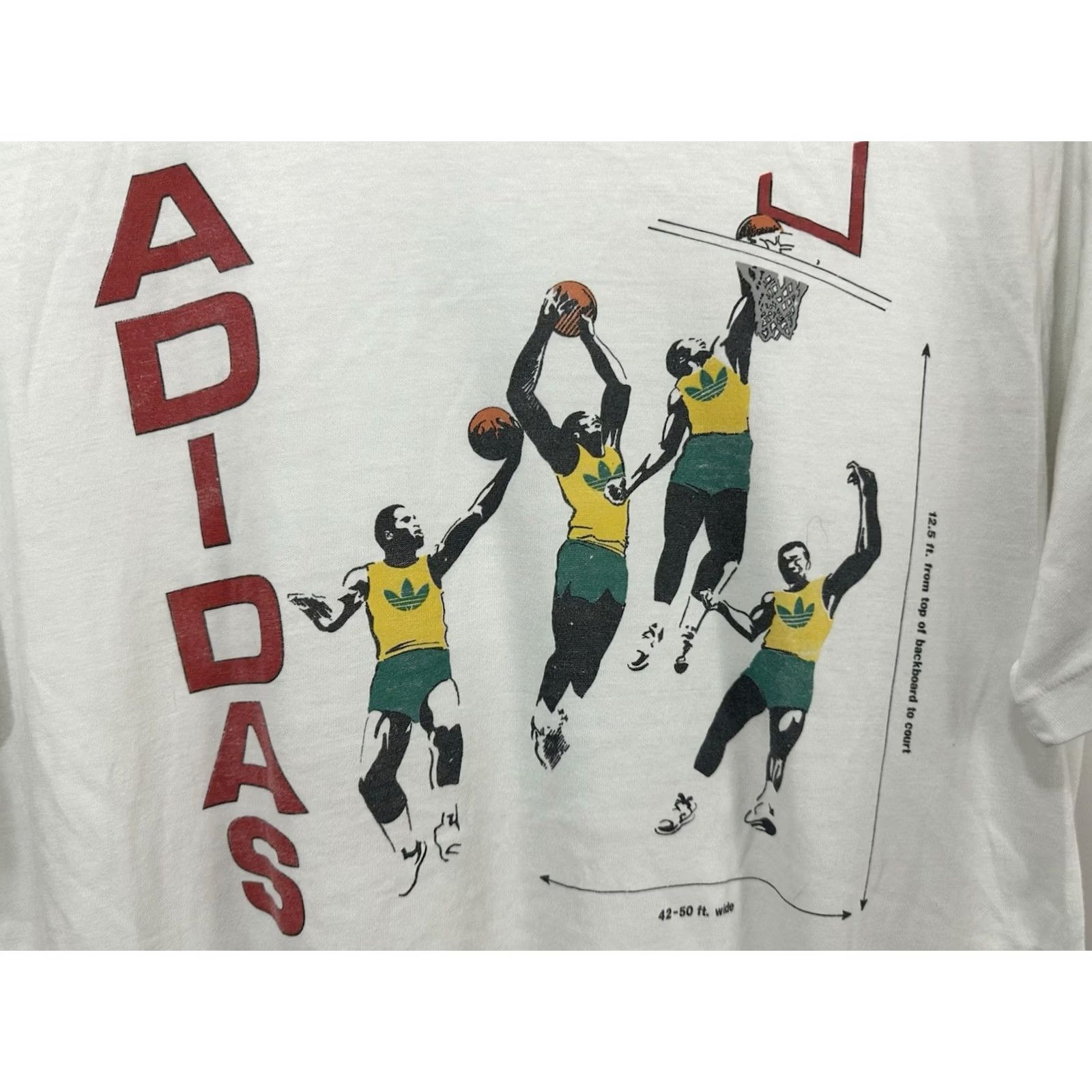Adidas VTG Adidas Basketball Dunk Movement Paper Thin Worn T-Shirt RARE XL White Mens NBA Sport Burnout 80s Size US XL / EU 56 / 4 - 4 Thumbnail