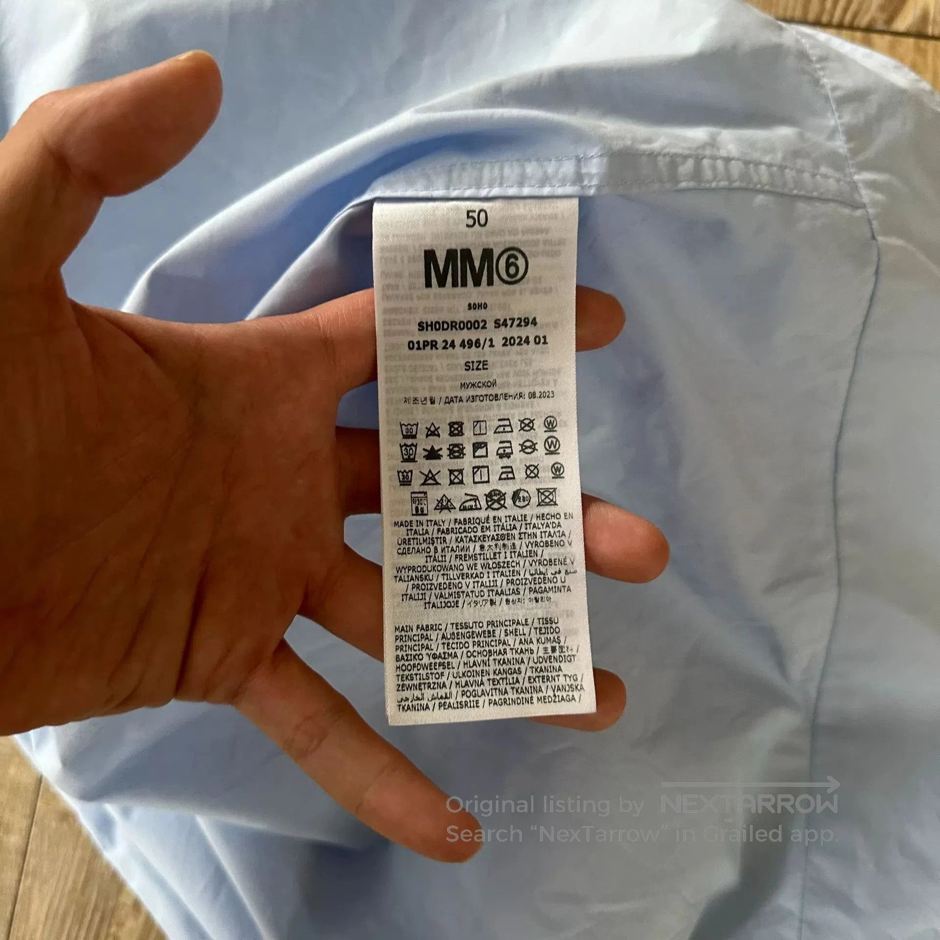 Maison Margiela Maison Margiela Sky Blue Distressed Shirt. Size US M / EU 48-50 / 2 - 5 Thumbnail