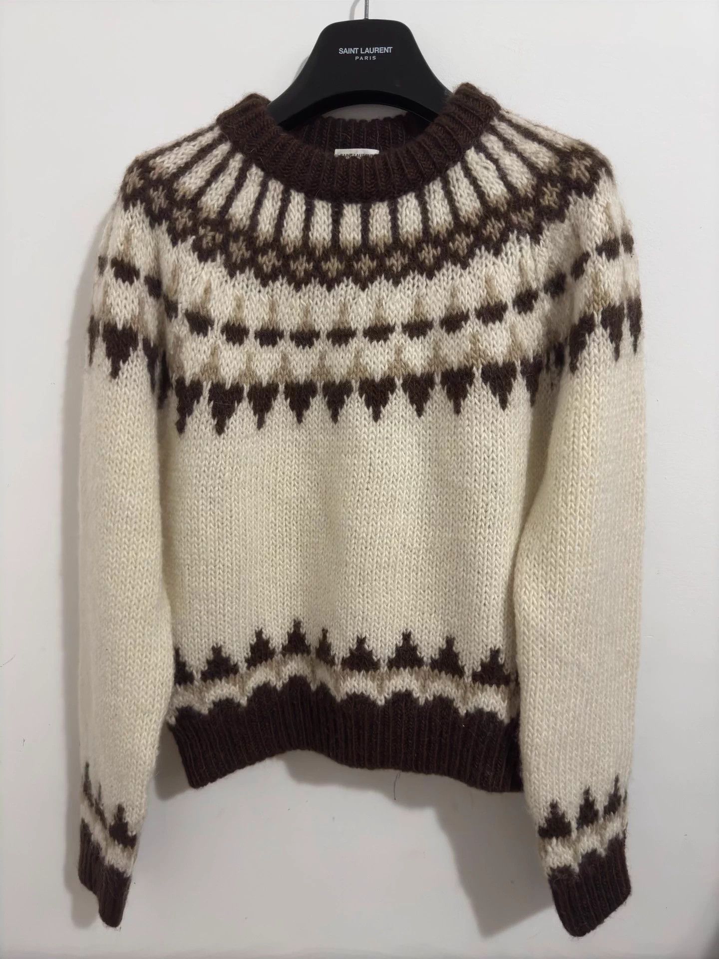 Saint Laurent Paris Saint Laurent 22fw Fair Isle crewneck cream/brown/oatmeal L Size US L / EU 52-54 / 3 - 1 Thumbnail