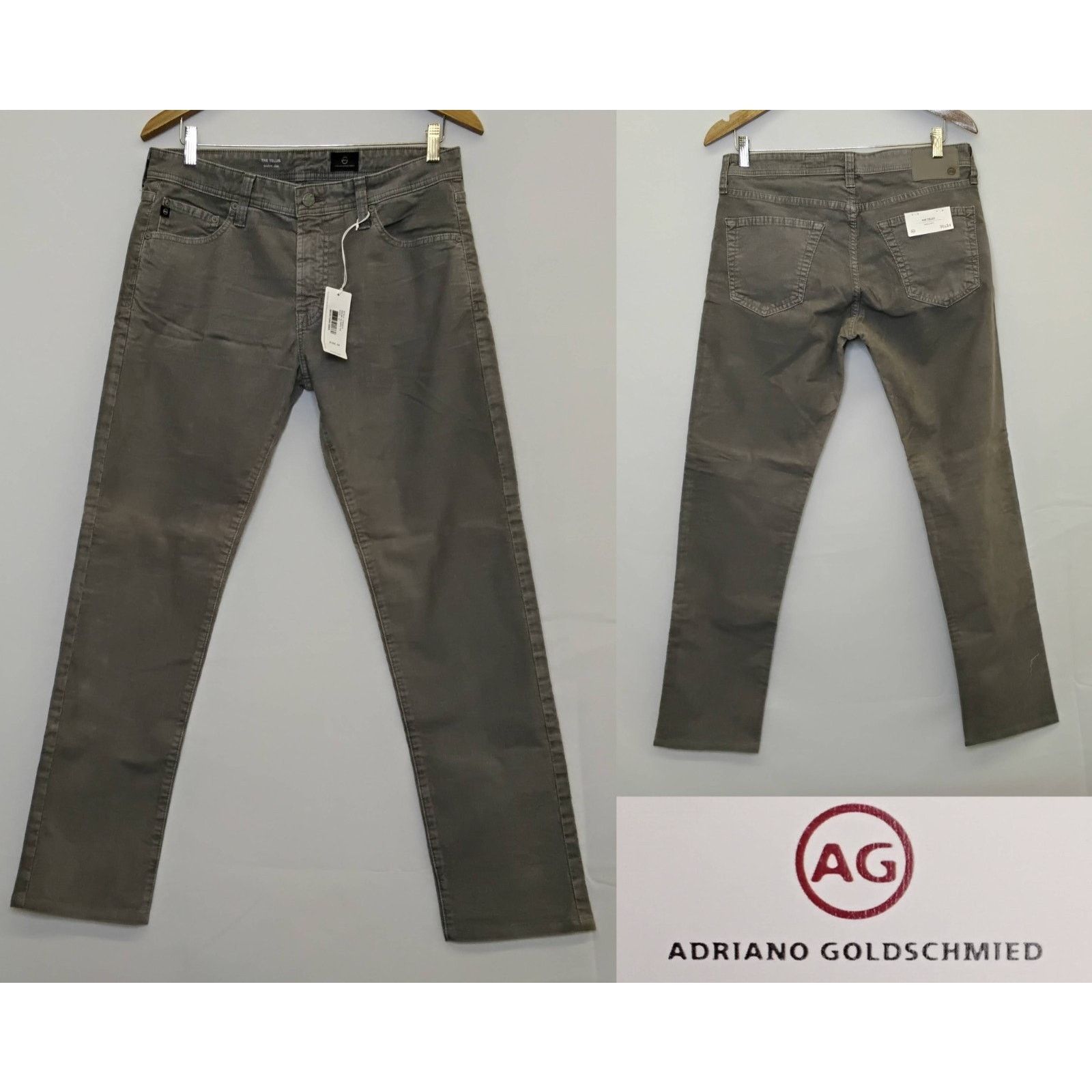 AG Adriano Goldschmied AG Adriano Goldschmied Cords The Tellis Men's 31x34 Gray NWT Size US 31 - 1 Thumbnail