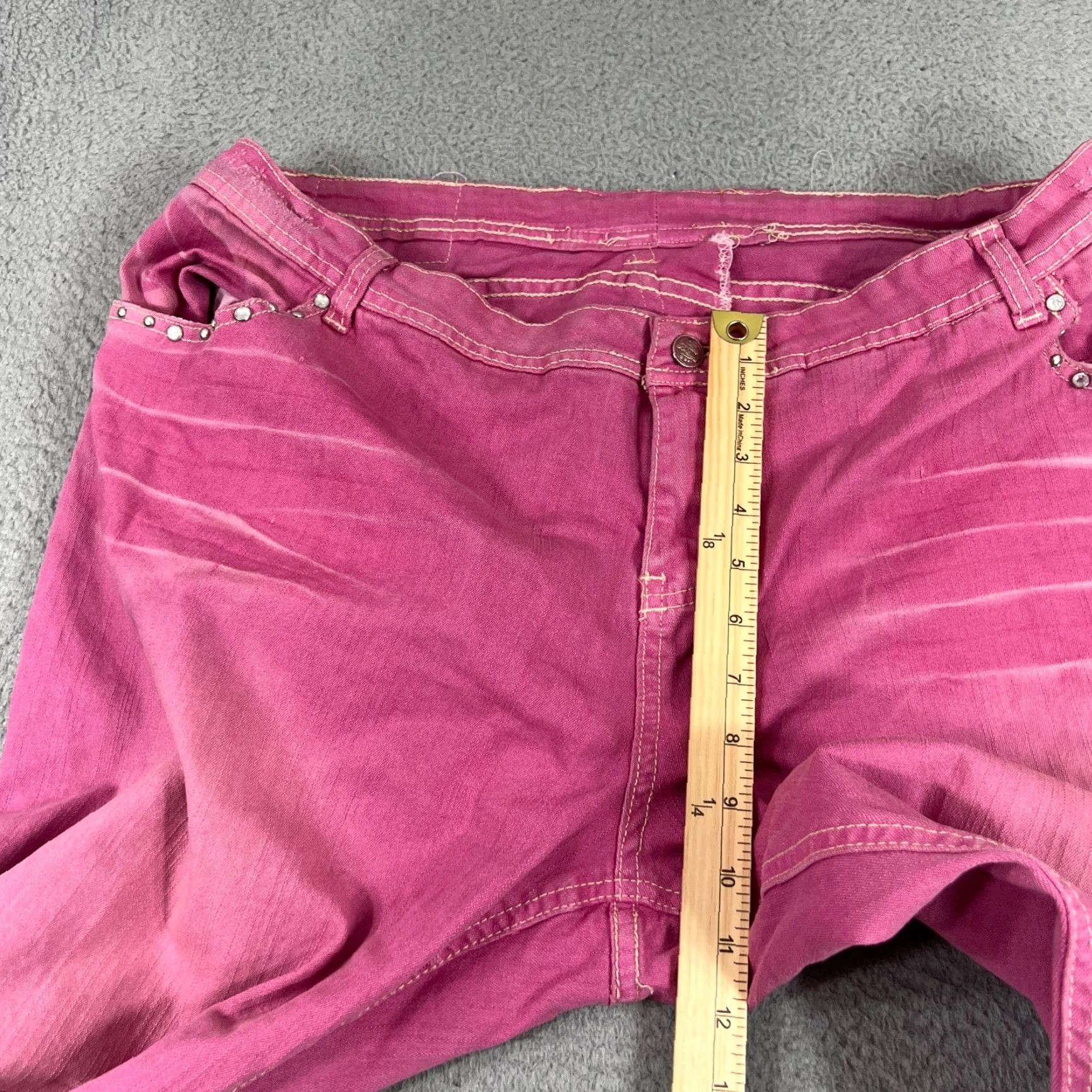 Vintage VTG Apple Bottoms Jeans Womens 39x33 Pink Ombré Distressed Y2K Flared Vintage Women Jeans Distressed Pink Ombré 39x33 Womens VTG Apple Bottoms Jeans Size 39" - 4 Thumbnail
