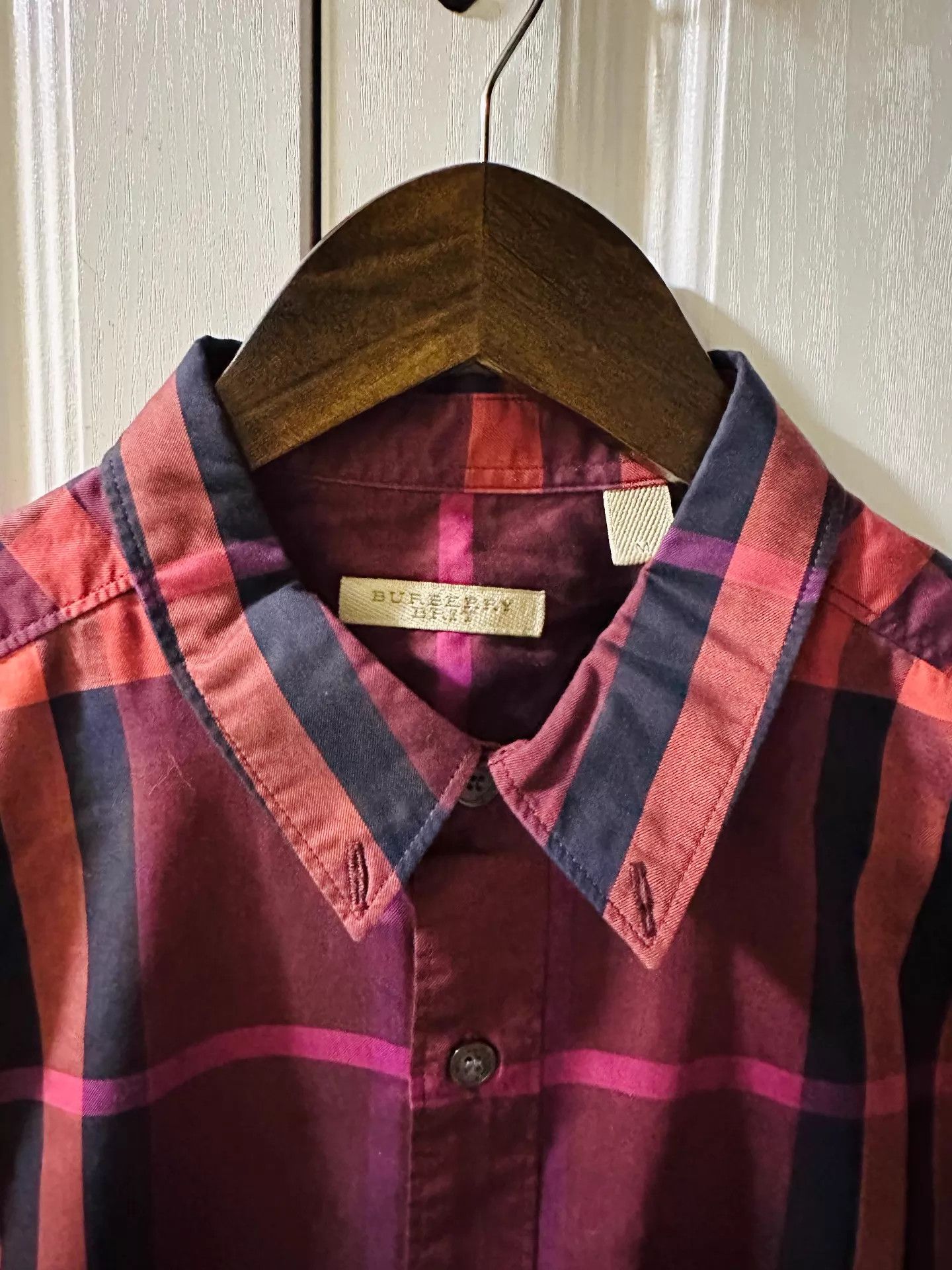 Burberry BURBERRY Men's Red Black Purple Tartan Shirt M 98 New Size US M / EU 48-50 / 2 - 3 Thumbnail