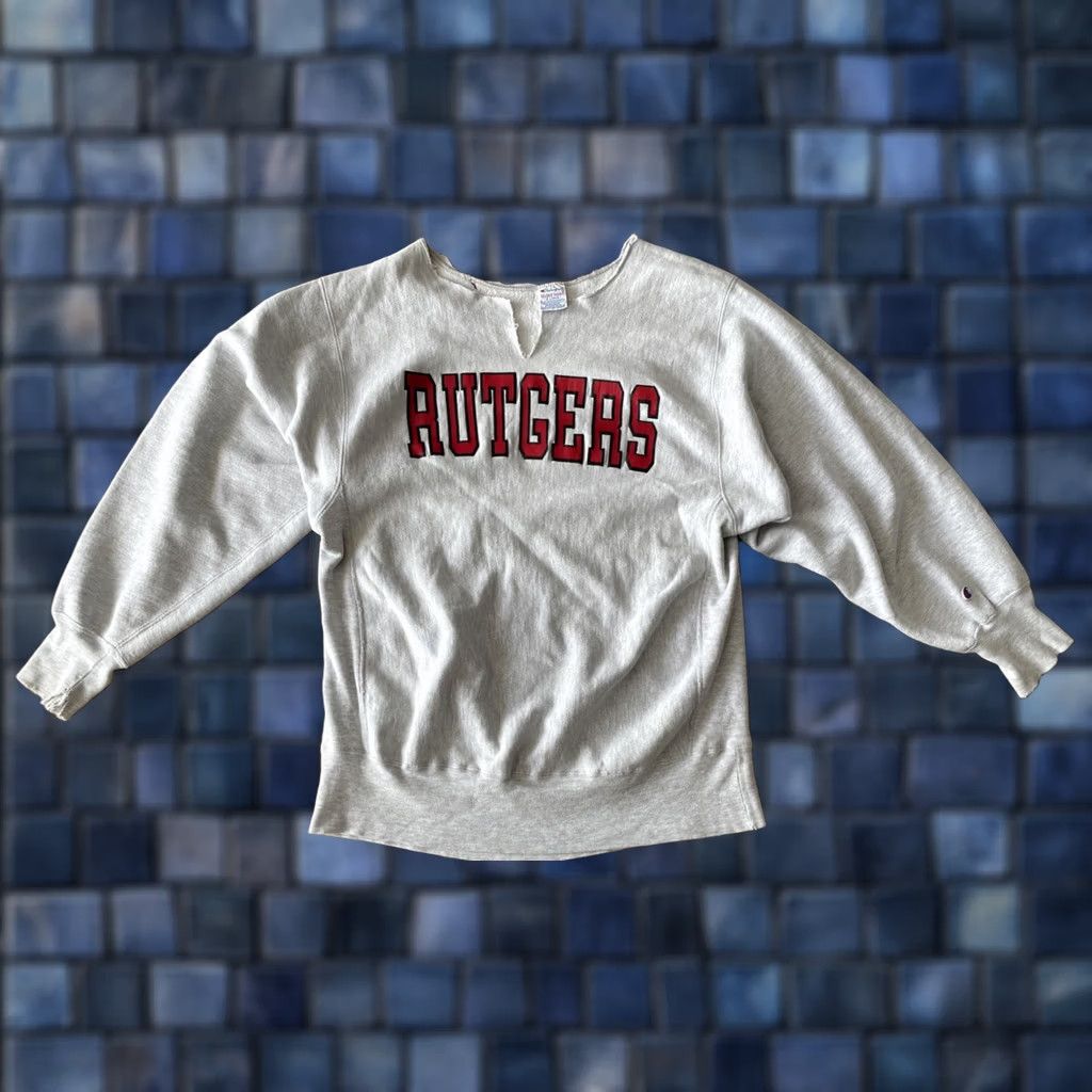 Champion VINTAGE Champion Reverse Weave Sweatshirt XL Rutgers University Gray Sweatshirt Mens 80s University Grunge Retro Logo Graphic Print Size US XL / EU 56 / 4 - 1 Thumbnail