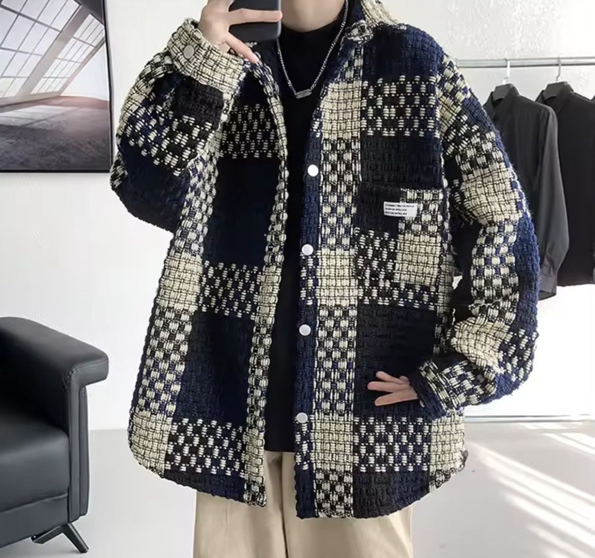 Japanese Brand Casual Plaid Knit Jaet Size US XXL / EU 58 / 5 - 6 Thumbnail