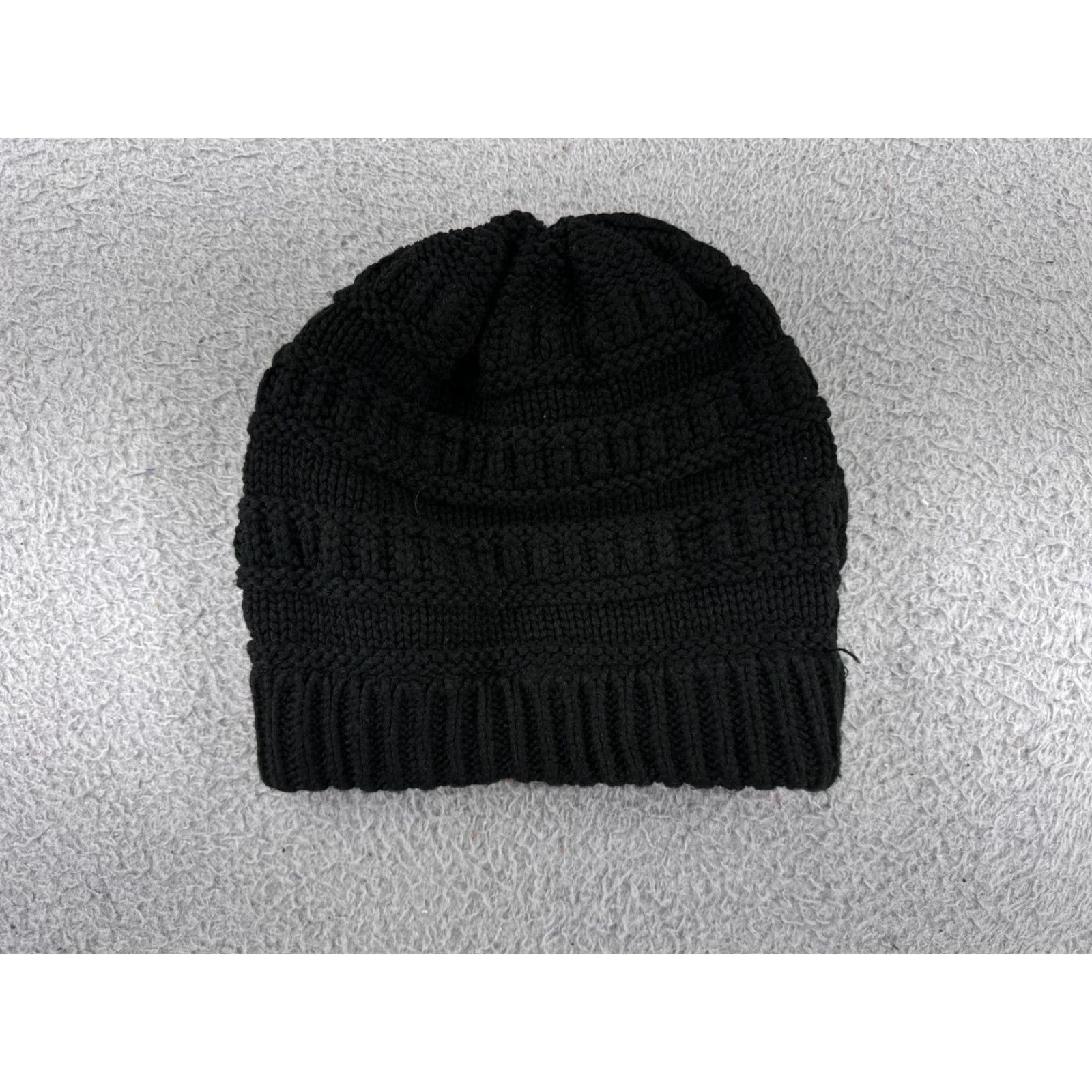 Vintage CC Beanie Toque Womens One Size Black 100% Acrylic Knit Ski Camping Warm Size ONE SIZE - 6 Thumbnail