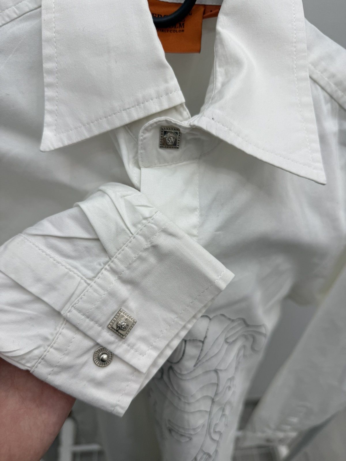 Versace Versace Dolm Medusa Embroidered Cotton Shirt Size US M / EU 48-50 / 2 - 4 Thumbnail
