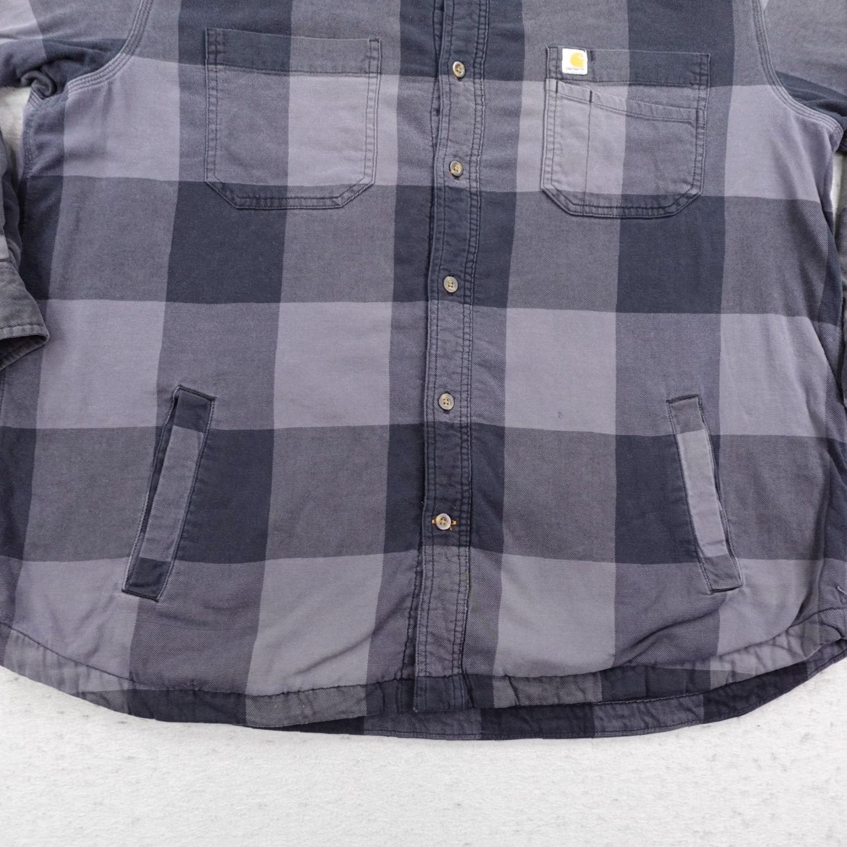 Carhartt VINTAGE Carhartt Jacket Mens XL Gray Buffalo Plaid Fleece Lined Flannel Shirt Shacket Size US XL / EU 56 / 4 - 4 Thumbnail