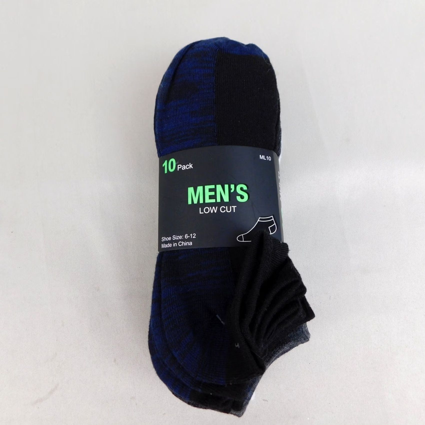 Vintage Men's Socks - Low Cut, 6-12, Black, 10 Pairs, Athletic, Lightweight, Machine Washable, Full Toe, Unbranded, 95% Polyester, 5% Spandex Size ONE SIZE - 2 Thumbnail