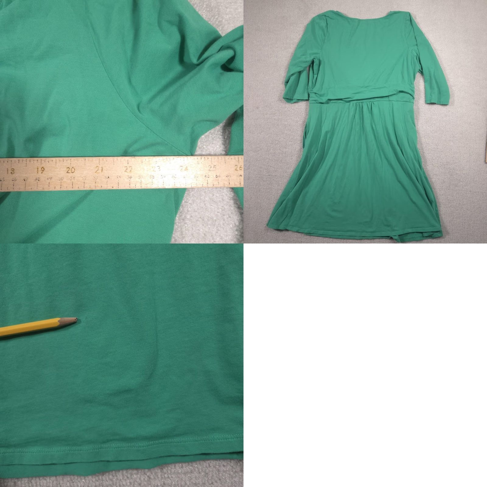 Lands' End Lands' End Dress Womens 2X Green V-Neck 3/4 Sleeve Jersey Pockets A-Line Size XXL / US 16-18 / IT 52-54 - 8 Thumbnail