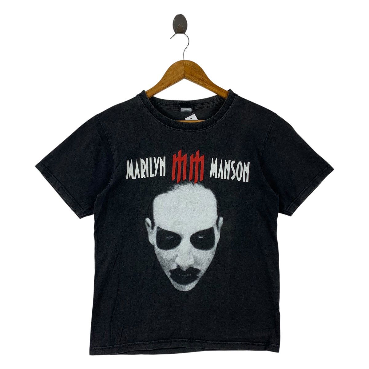Band Tees × Marilyn Manson × Vintage Vintage 90s MARILYN MANSON Overprint merch promo tee Size US S / EU 44-46 / 1 - 1 Thumbnail