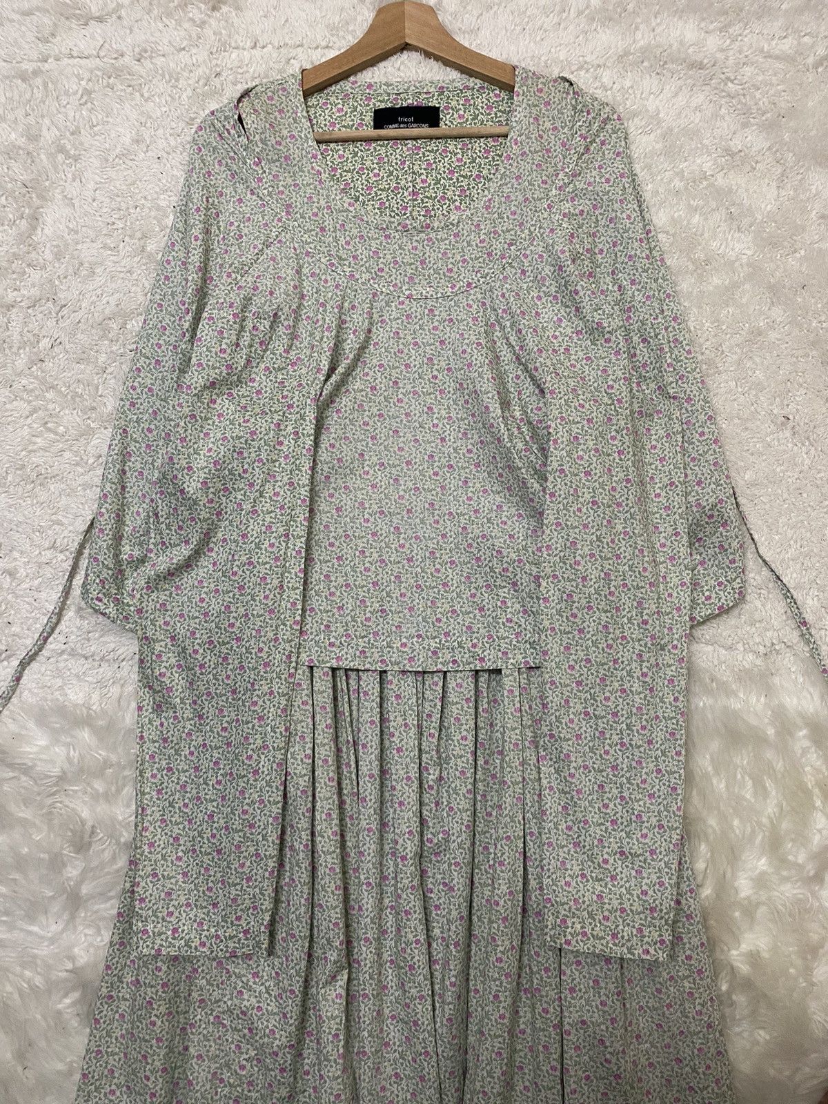Comme des Garcons VINTAGE 90s FLORAL PATERN AD1991 TRICOT CDG MID-LENGHT DRESS Size XS / US 0-2 / IT 36-38 - 12 Thumbnail