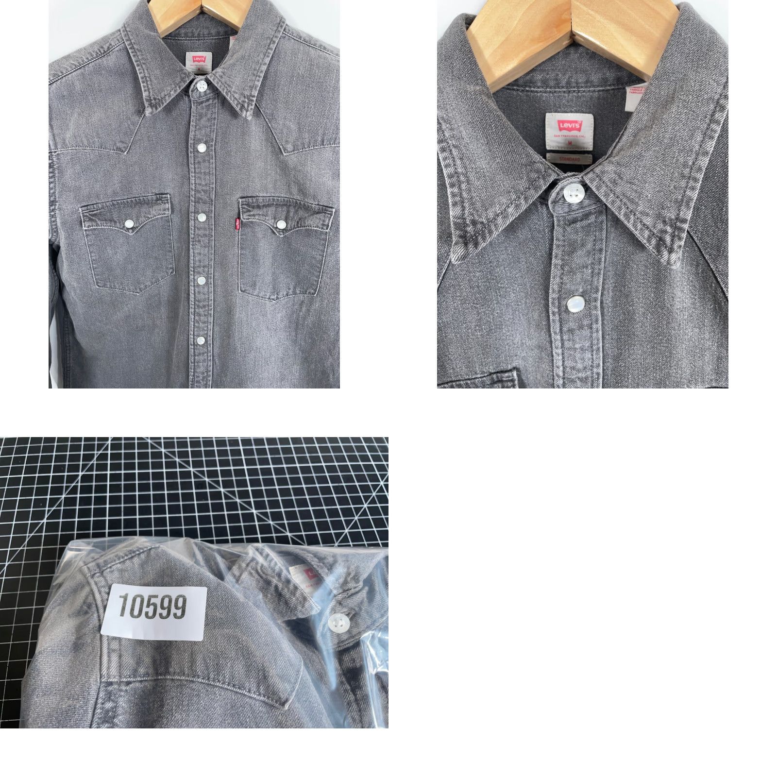 Levi's Levi's Denim Western Shirt Men Medium Gray Pearl Snap Buttons Casual Workwear 90s Grunge Western Button-Up Regular Fit Size US M / EU 48-50 / 2 - 9 Thumbnail