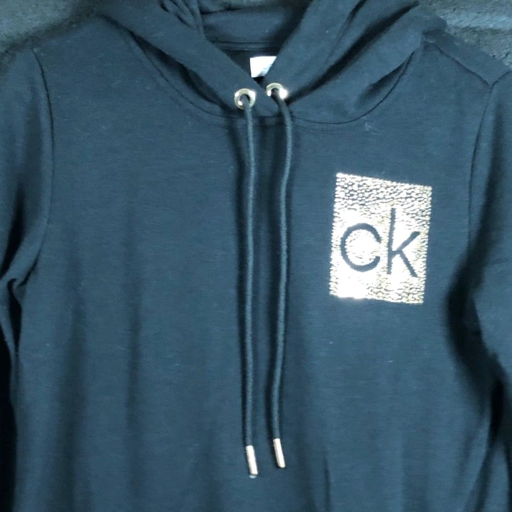 Calvin Klein Calvin Klein Womens Sweater Dress Black Gold Hooded Pockets Medium Dress Sweater Women Casual Size M / US 6-8 / IT 42-44 - 2 Thumbnail