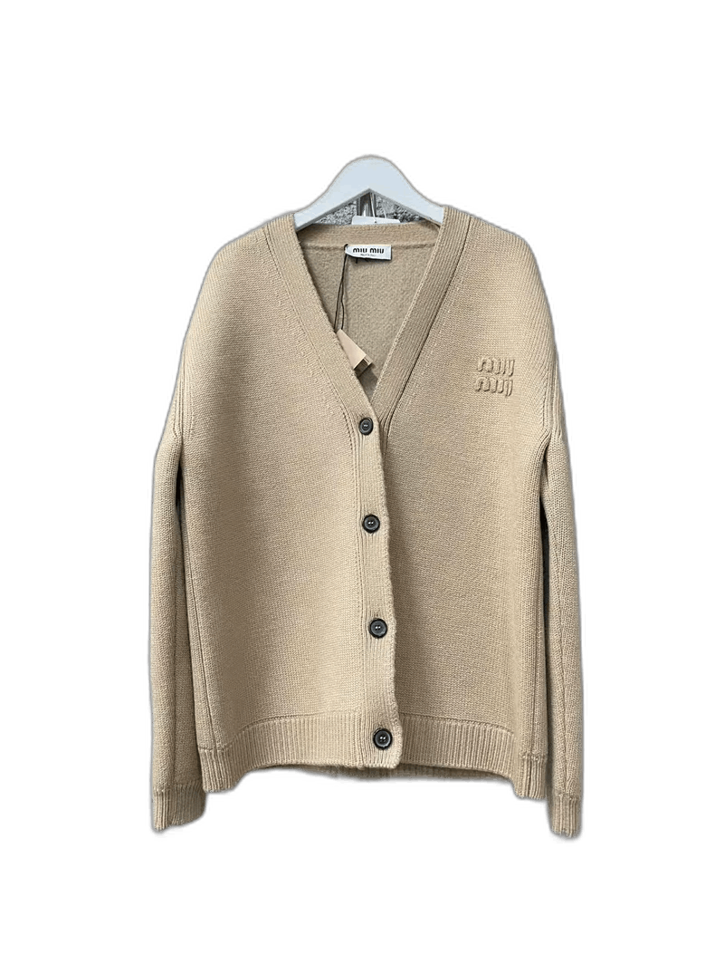 Miu Miu Miu Miu Beige Knit Wool Cardigan Size US S / EU 44-46 / 1 - 1 Thumbnail
