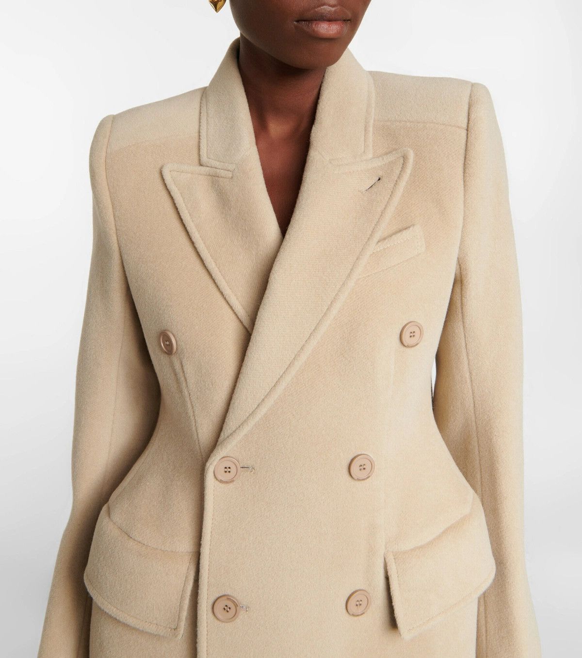 Balenciaga o1mt1gz0924 Hourglass Coat in Beige Size XS / US 0-2 / IT 36-38 - 4 Thumbnail