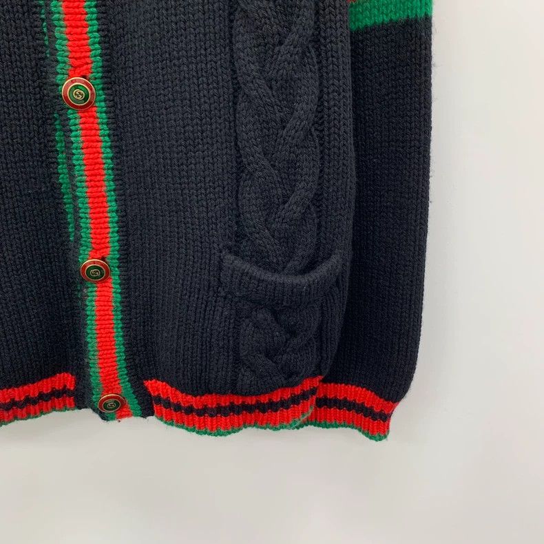 Gucci GucciBlack striped wool single-breasted long-sleeved knitte Size US XXL / EU 58 / 5 - 5 Thumbnail
