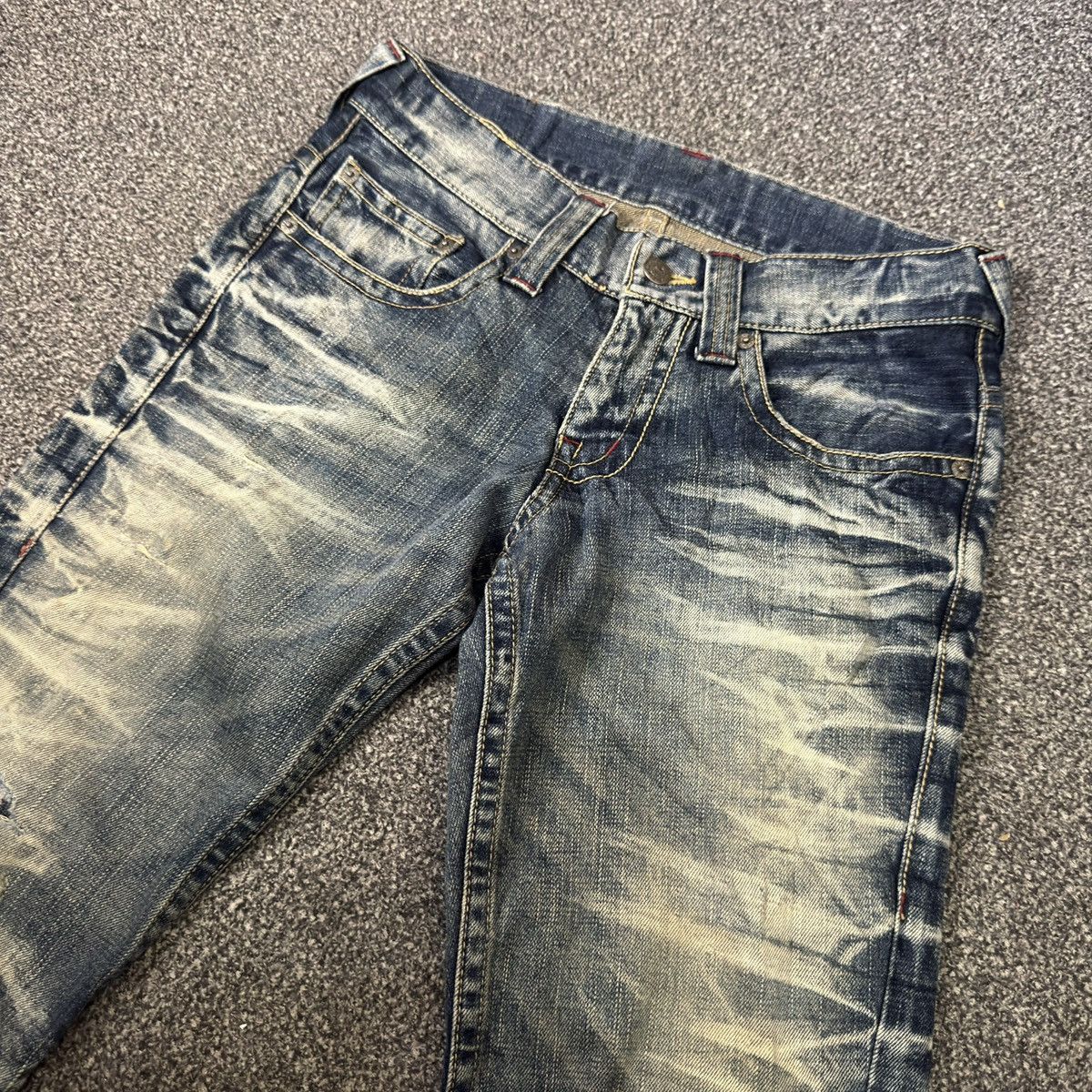 If Six Was Nine Flared 90s Rare Japanese Snake Tornado Mart Whisker Jeans Size US 32 / EU 48 - 3 Thumbnail