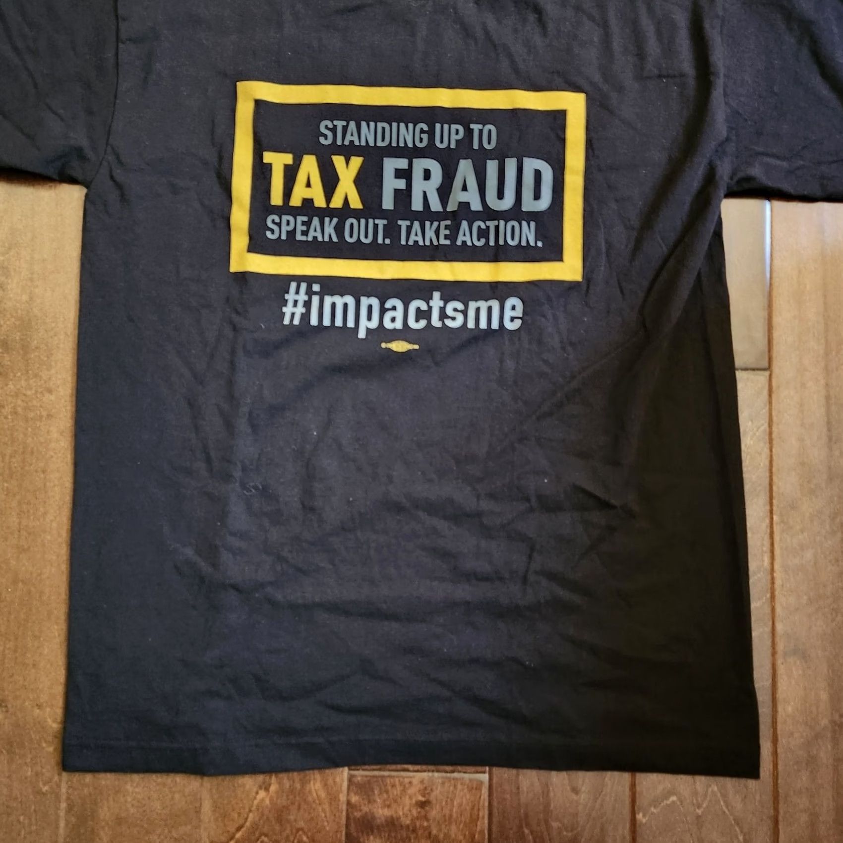 Vintage Bayside Men's Black "Standing Up To Tax Fraud" Shirt XL Crew Neck Short Sleeve T-Shirt Cotton Graphic Print Men Regualr Fit USA Made Size US XL / EU 56 / 4 - 2 Thumbnail