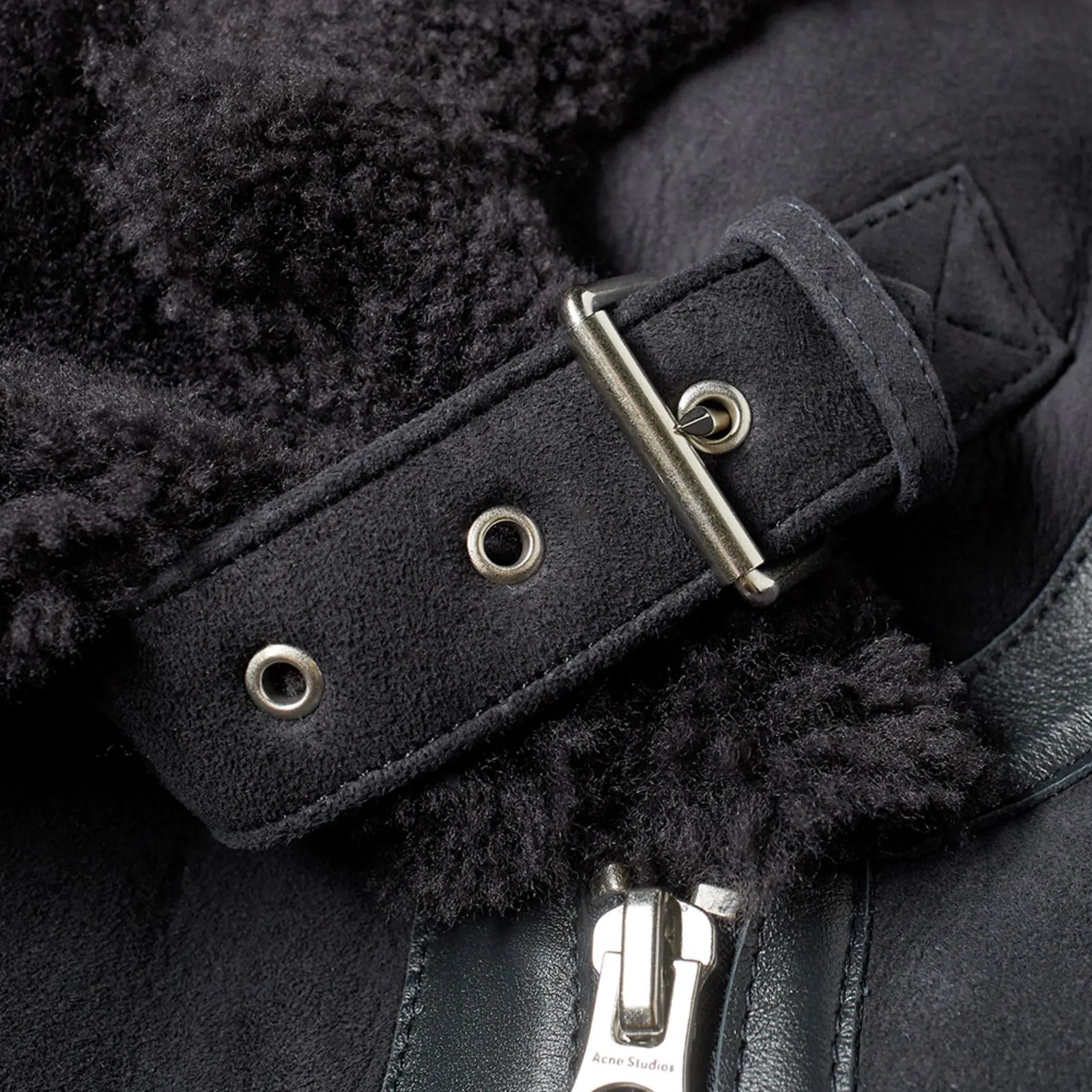 Acne Studios [48] Ian Suede Shearling Jacket in Anthracite (FW18) Size US M / EU 48-50 / 2 - 12 Thumbnail