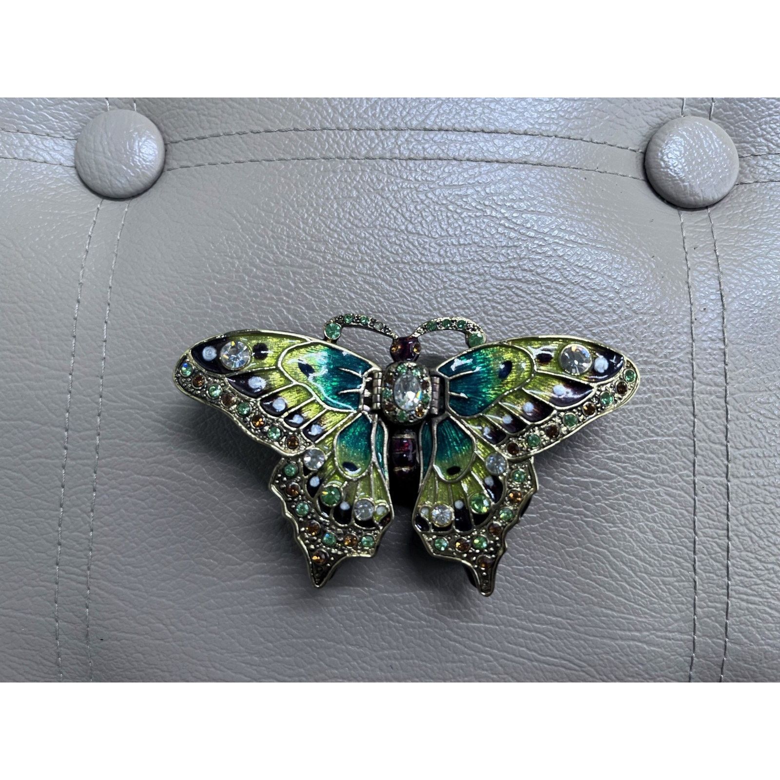 Other Vintage Enameled Yellow & Green Butterfly Trinket Box Size ONE SIZE - 1 Thumbnail