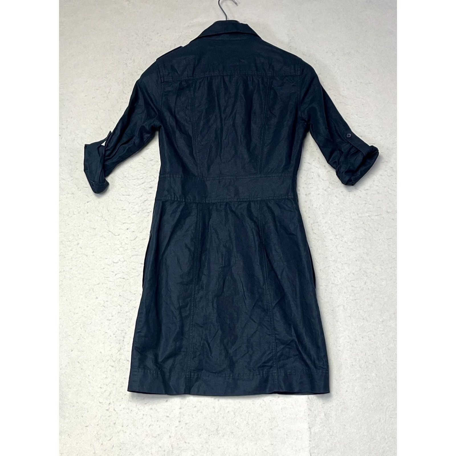 Banana Republic Banana Republic Women's Shirt Dress Black Button-Up Midi Long Sleeve Size 2 Cotton Hemp Canvas Regular Casual Workwear Size XS / US 0-2 / IT 36-38 - 2 Thumbnail