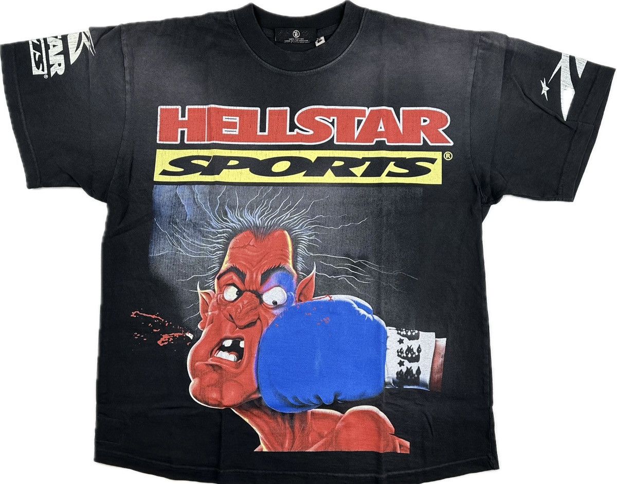 image of Hellstar Knock Out T-Shirt in Black, Men's (Size Large)