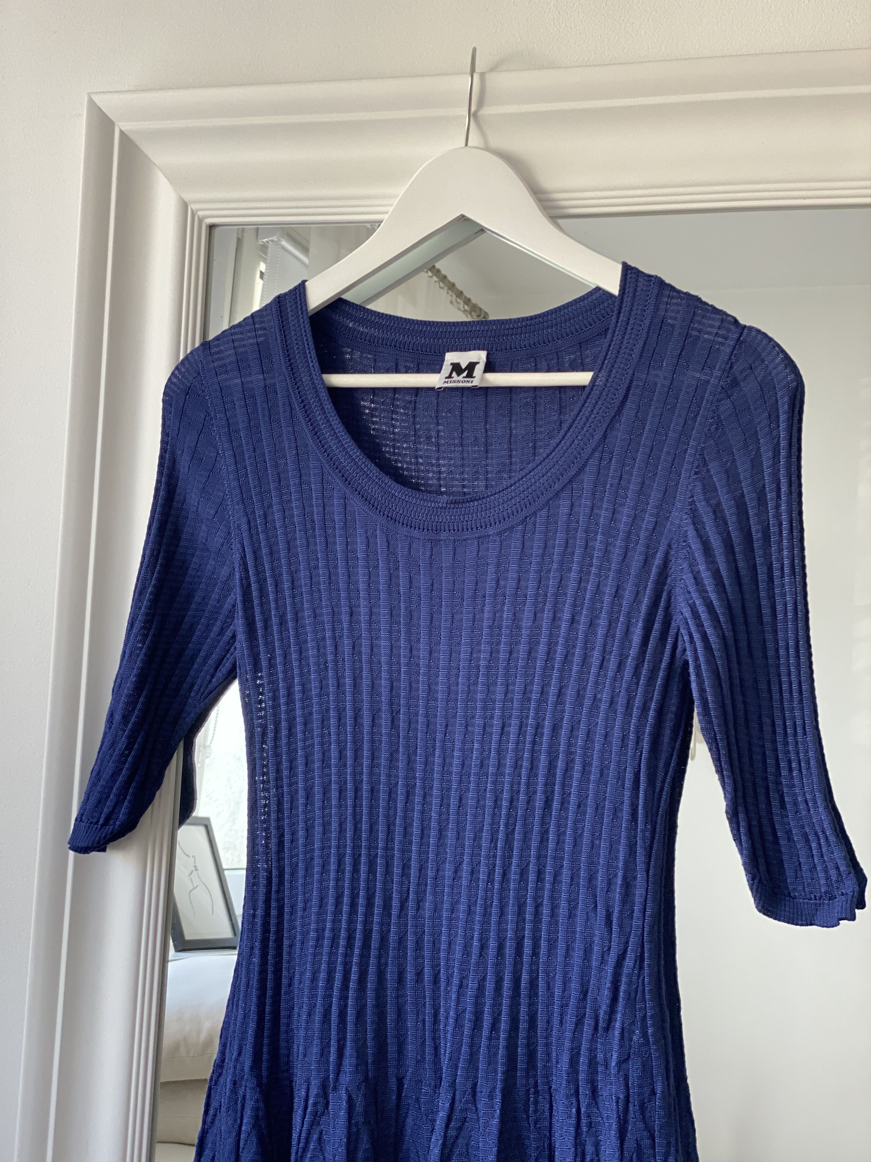 Missoni blue summer missoni dress cobalt knitted Size L / US 10 / IT 46 - 3 Thumbnail
