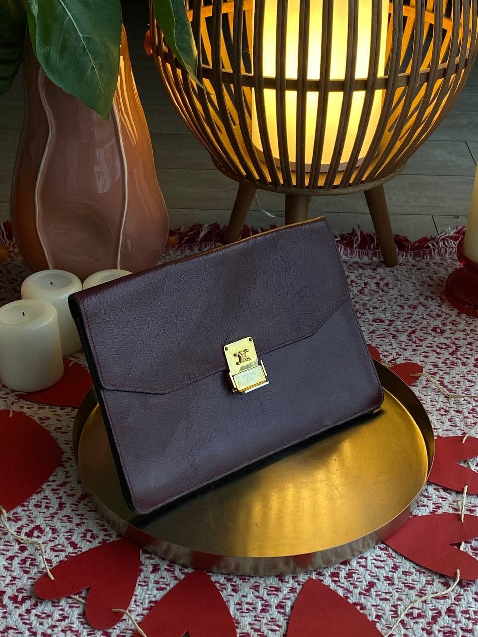 Celine Celine Vintage Leather Clutch Burgundy Size ONE SIZE - 3 Thumbnail