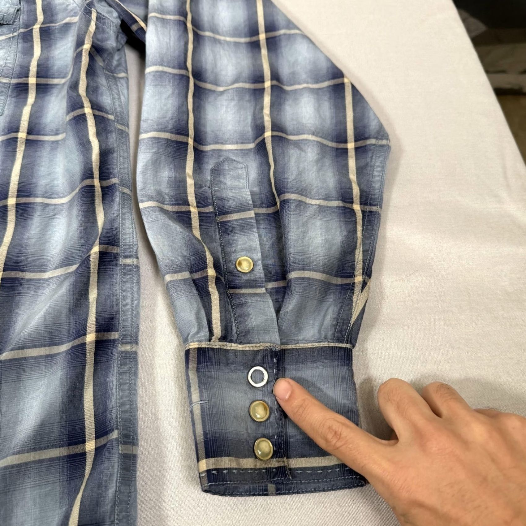 Vintage Ryan Michael Shirt Mens M Blue Plaid Western Pearl Snap Silk Cowboy Work Size US M / EU 48-50 / 2 - 4 Thumbnail
