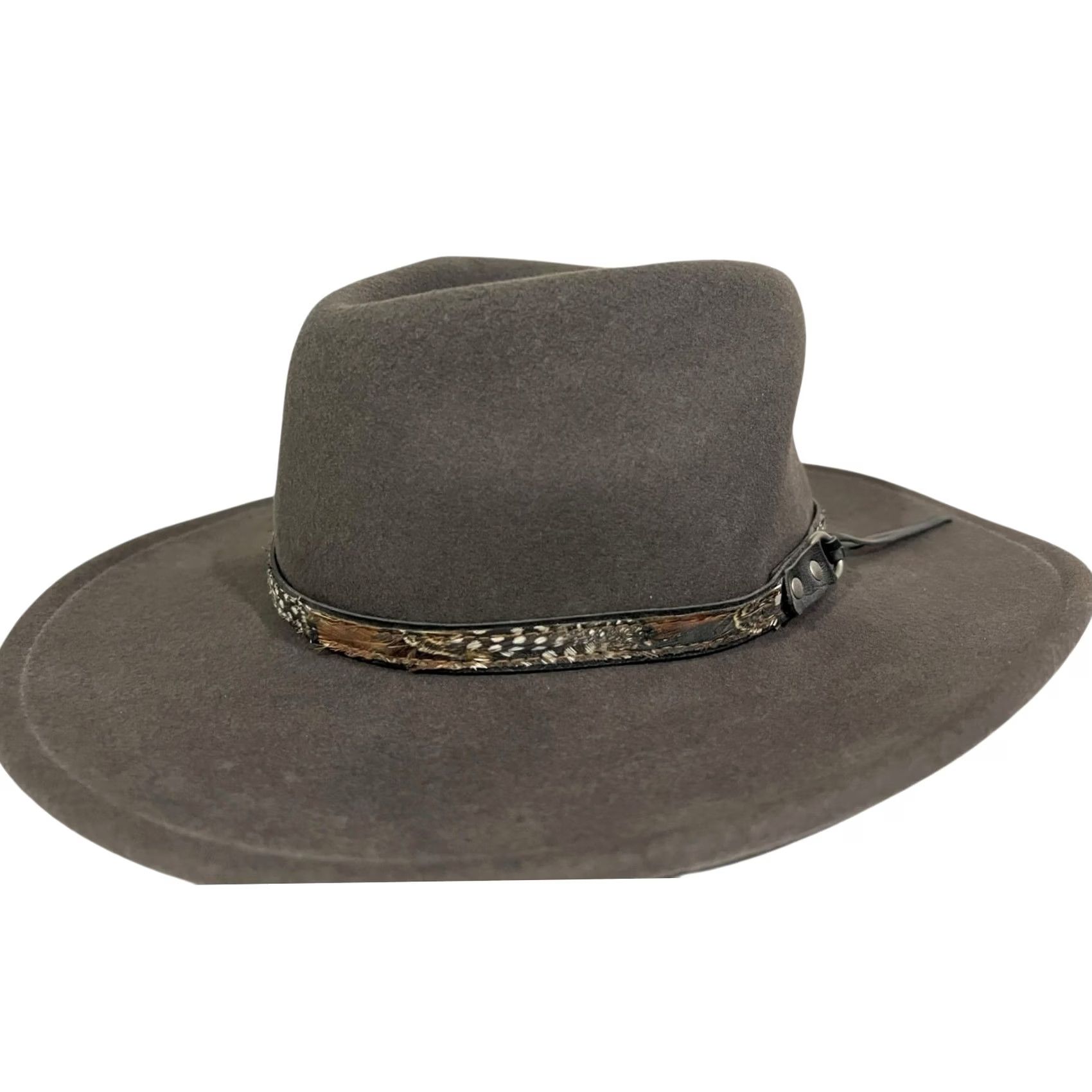 CO VINTAGE Golden Gate Hat Co Panther Gray Wool Fedora Pheasant Feather Band Men’s Small Fedora Hat Cowboys Western Mens Small Gray Wool Fedora Hat Size US 29 - 3 Thumbnail