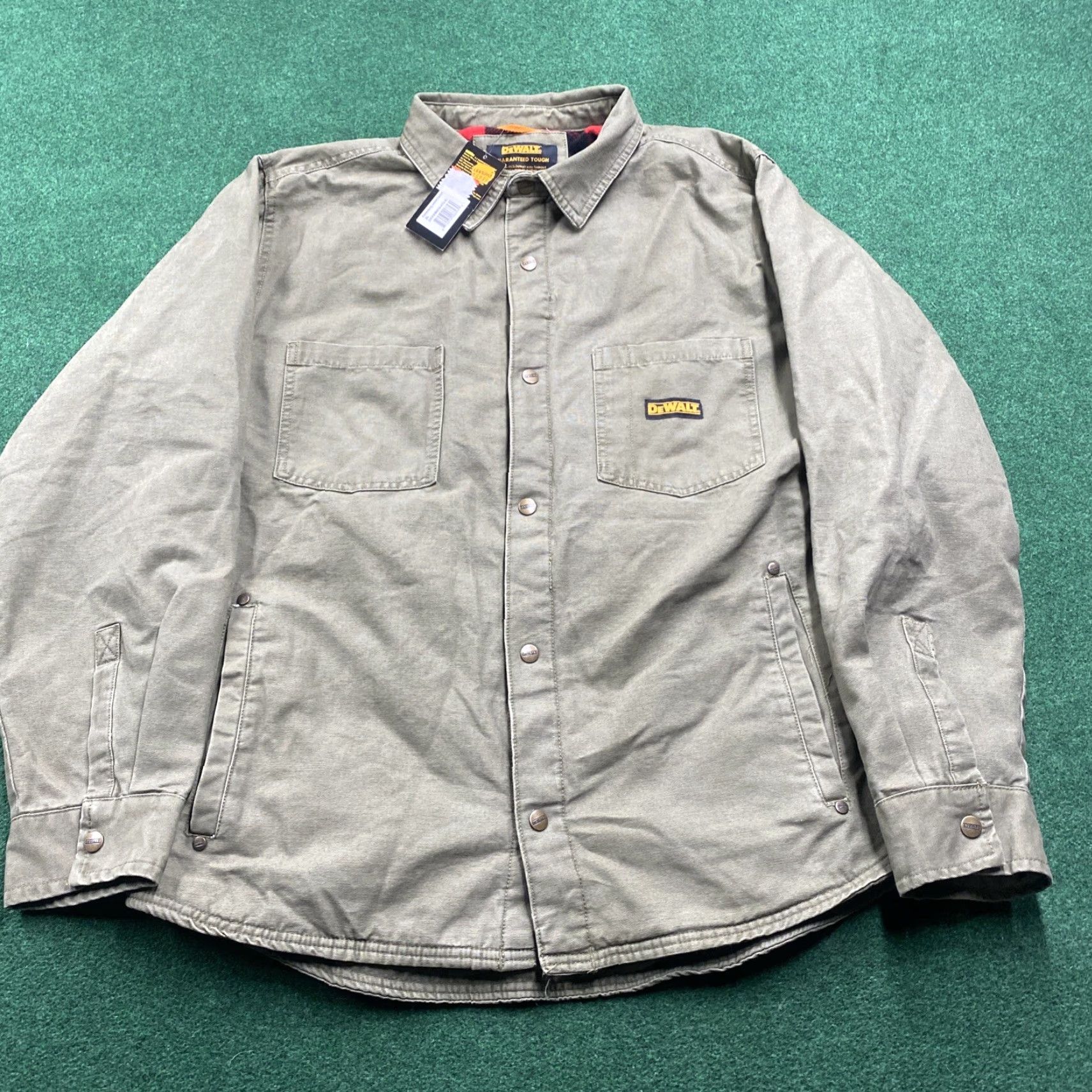 Olive VINTAGE DEWALT Jacket Mens XL Olive Green Plaid Lined 3-in-1 Coat Workwear Parkersburg Cotton Olive Green Holiday 80s 90s USA Mens Size US XL / EU 56 / 4 - 2 Thumbnail