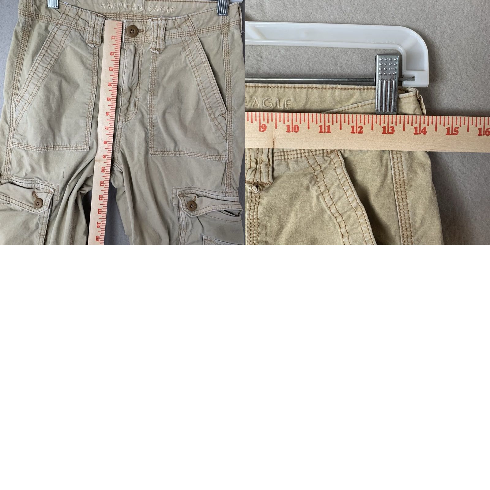 American Eagle Outfitters VINTAGE American Eagle Pant Women 4 Beige Baggy Jogger Cargo Utility Y2K Streetwear Size 27" / US 4 / IT 40 - 8 Thumbnail