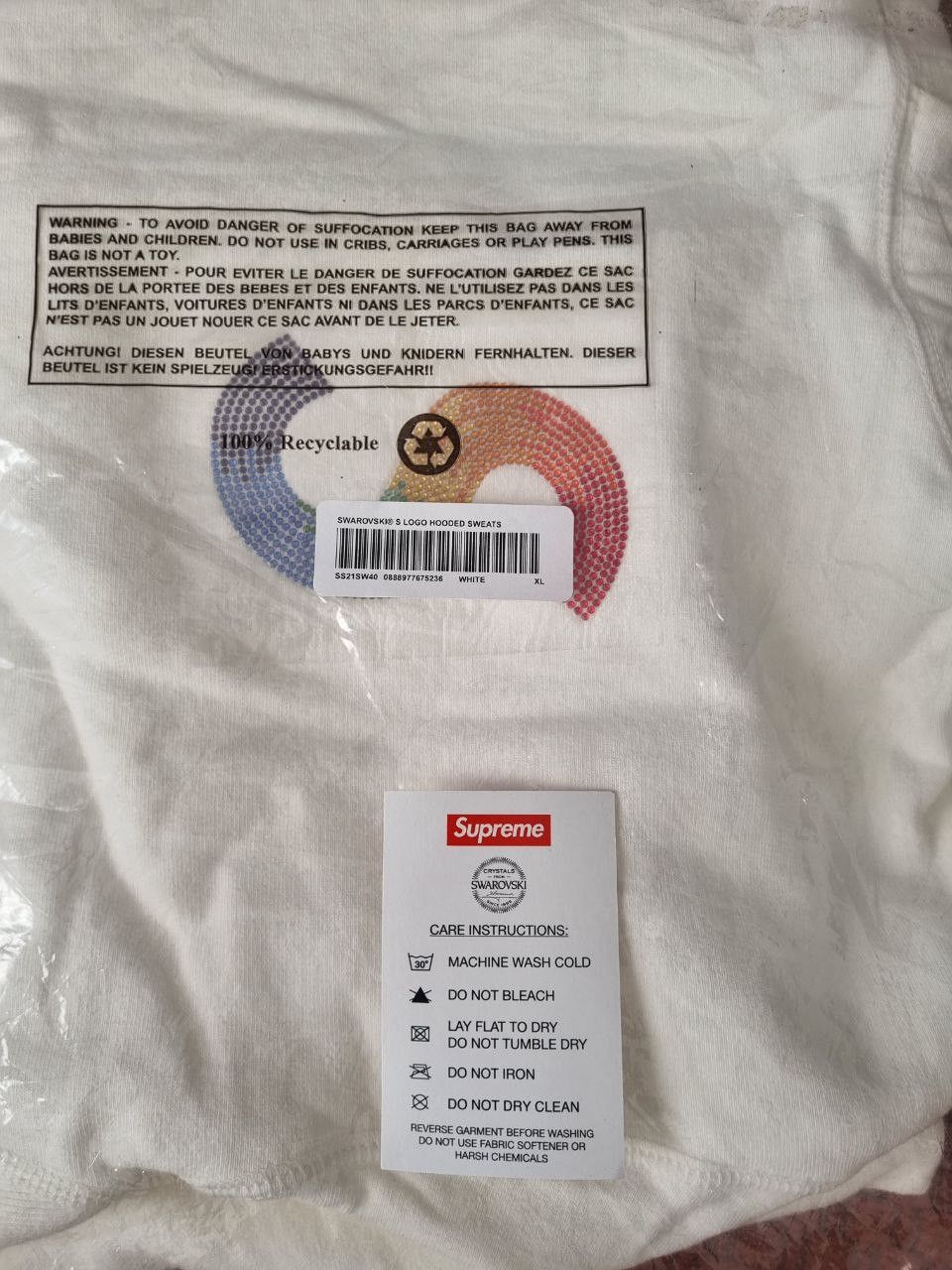 Supreme Supreme Swarovski S Logo Hooded Sweatshirt White Size US XL / EU 56 / 4 - 11 Thumbnail