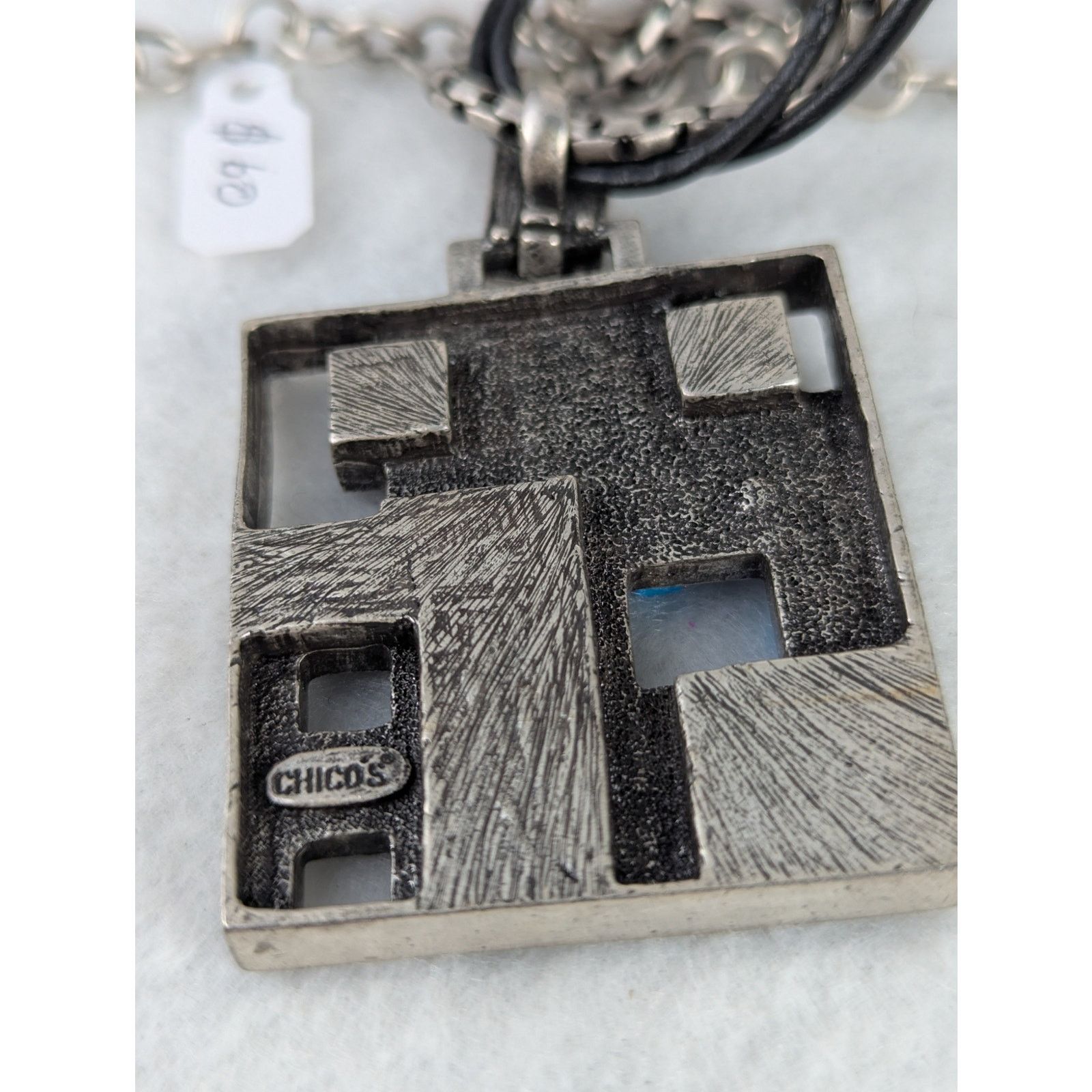 Other Vintage chico's Modernist Pendant 1.75" leather/metal 17-21" Size ONE SIZE - 7 Thumbnail