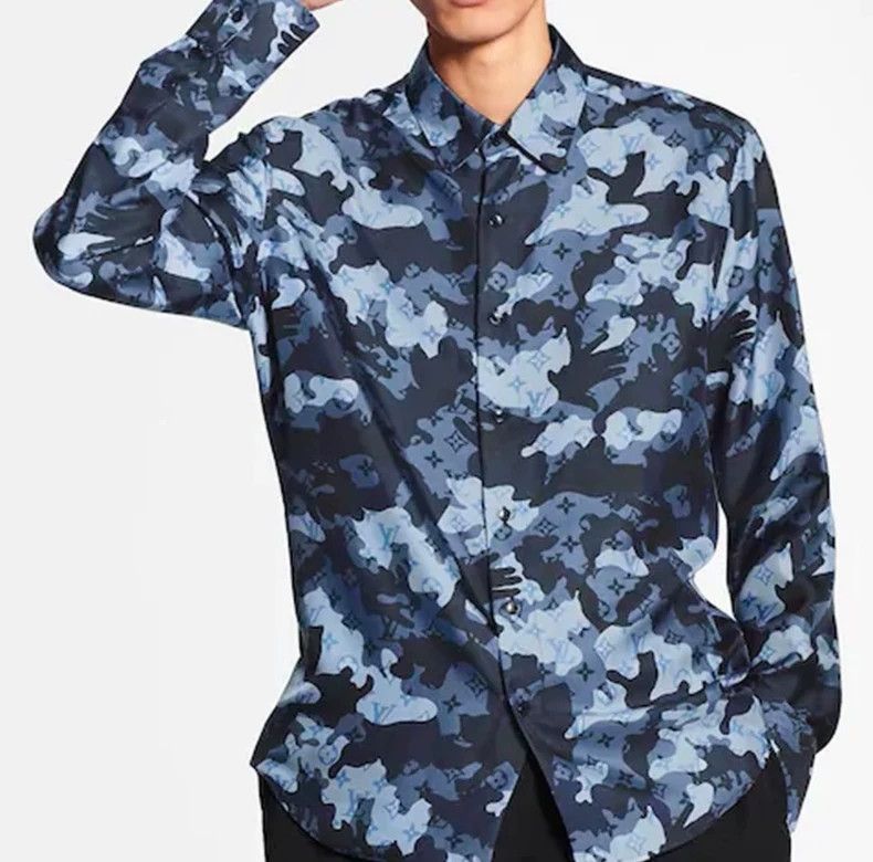 Louis Vuitton Louis Vuitton Camouflage Logo-printed mulberry silk long-s Size US XL / EU 56 / 4 - 2 Thumbnail