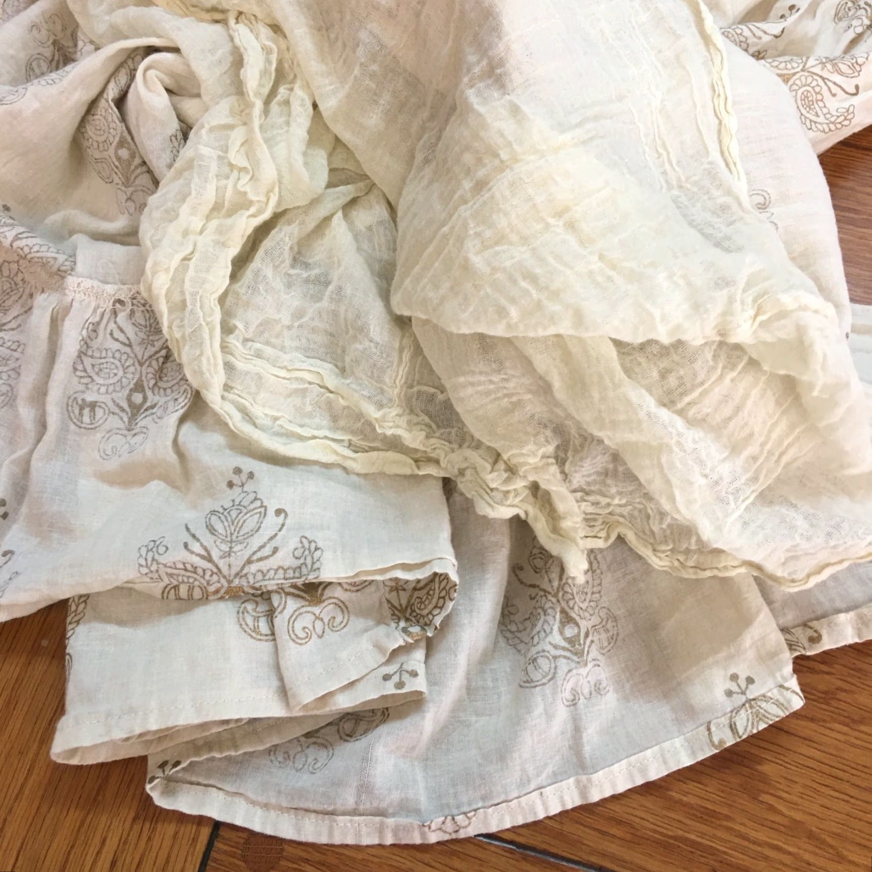 Vintage VINTAGE NB Floral Ruffle Hem Midi Skirt Womens Elastic Waist Tan Adjustable Size Size 24" / US 00 / IT 34 - 6 Thumbnail