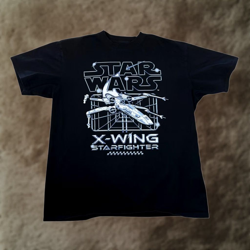 Star Wars Star Wars T-Shirt Mens XL Black X-Wing Starfighter TIE Advanced X1 Star Wars Logo Graphic Print Crew Neck Short Sleeve Regular Fit Mad Engine Size US XL / EU 56 / 4 - 1 Thumbnail