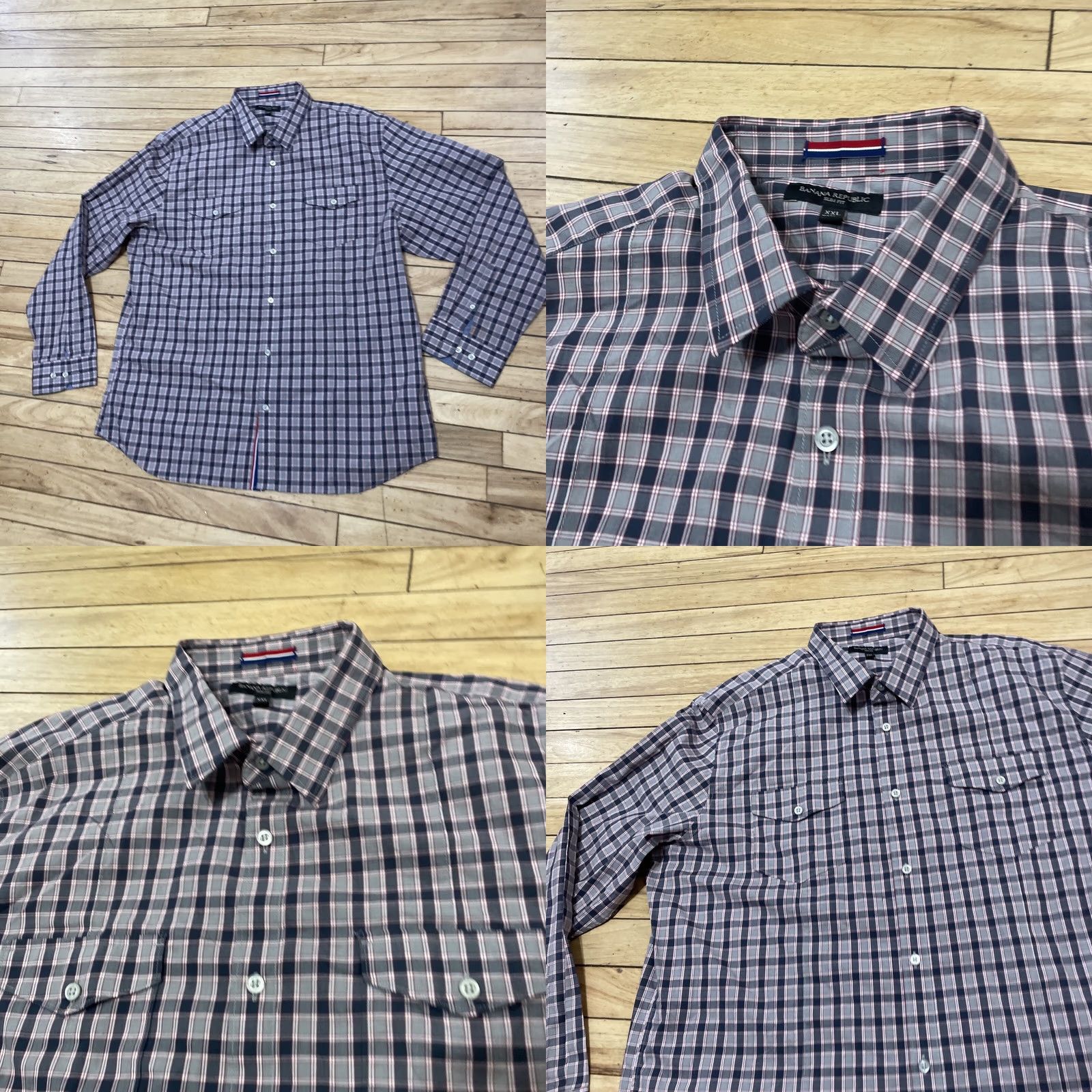 Banana Republic VINTAGE Banana Republic Button Shirt Men 2XL Slim Fit Plaid Shirt, Gray Red, Long Sleeve, Button-Up, Classic, 2014, Casual, Business, 2XL Mens Size US XXL / EU 58 / 5 - 9 Thumbnail