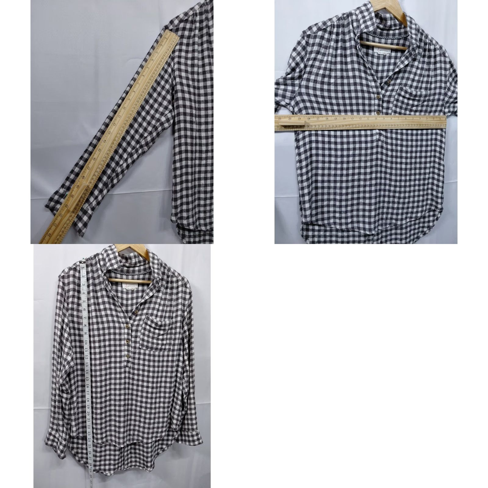 Anthropologie Anthropologie Button-Up Shirt Black White Plaid Viscose—M, Women’s, Long Sleeve, Regular Fit Size M / US 6-8 / IT 42-44 - 8 Thumbnail