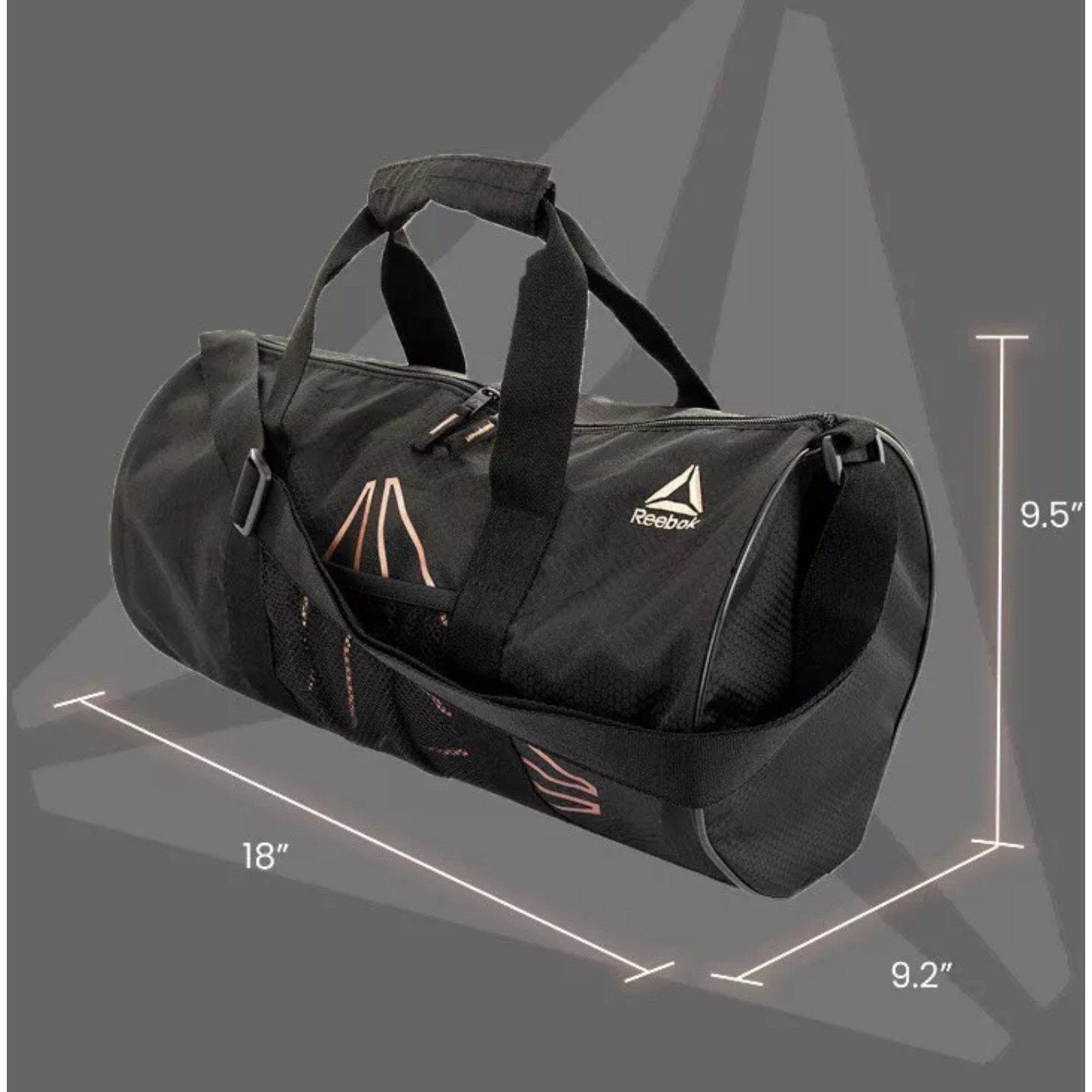 Reebok Reebok Plyo Gym Duffle Bag Weekender Bag Logo Rose Gold Blac Size ONE SIZE - 6 Thumbnail