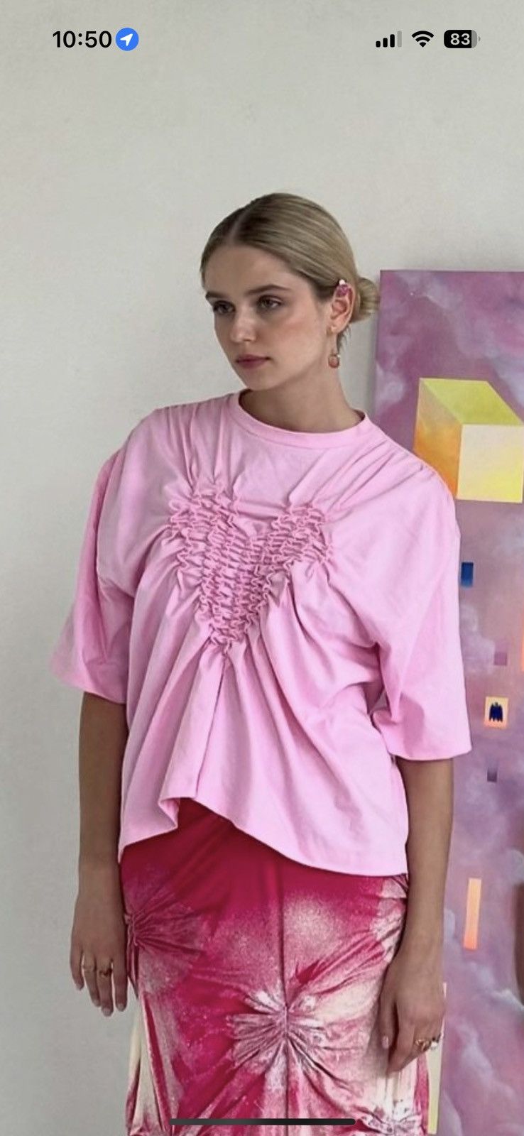 Other Heart tee boxy oversized cropped pink cute ballet core Size US S / EU 44-46 / 1 - 1 Thumbnail