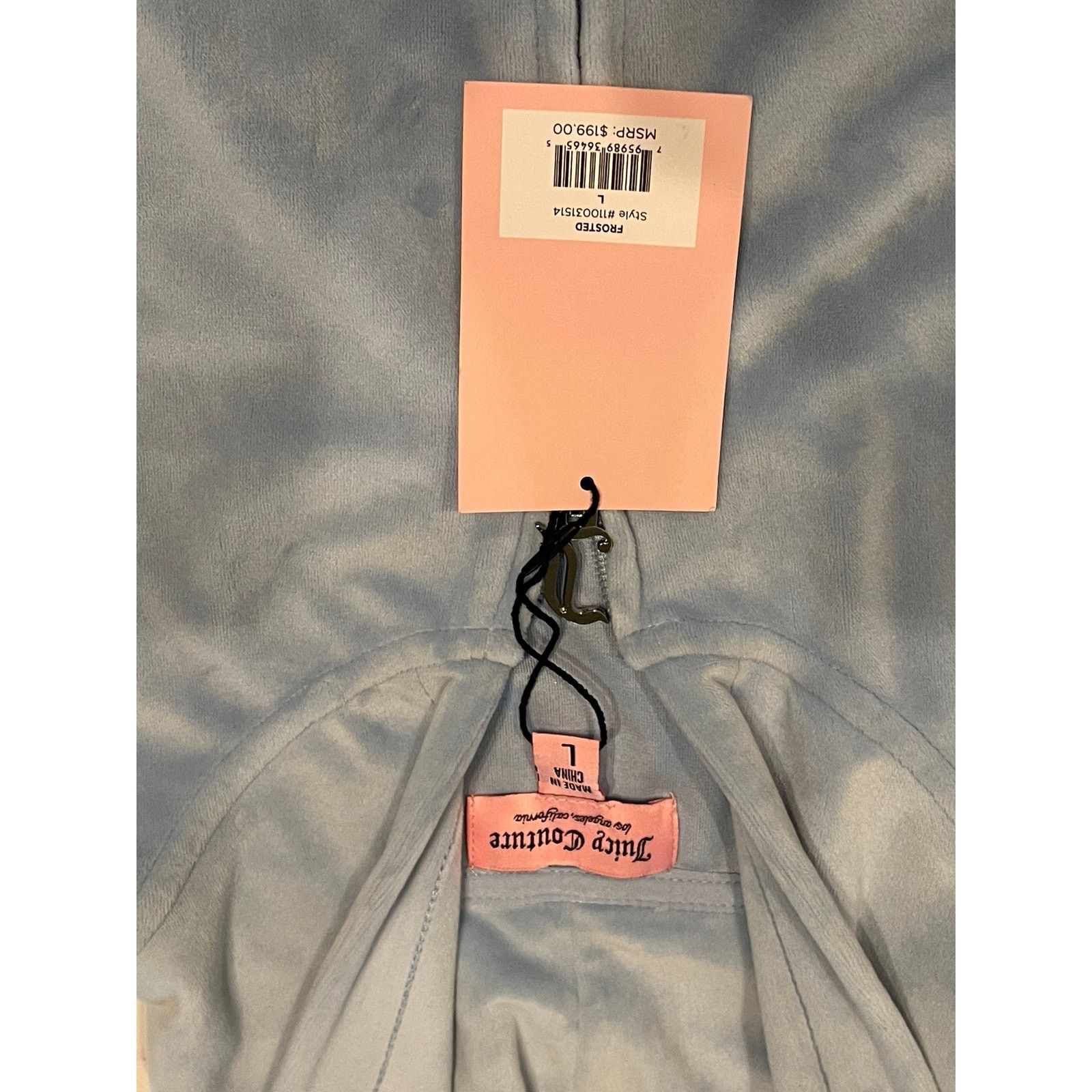 Juicy Couture Juicy Couture "Frosted" light blue velour hoodie L NWT Size L / US 10 / IT 46 - 9 Thumbnail