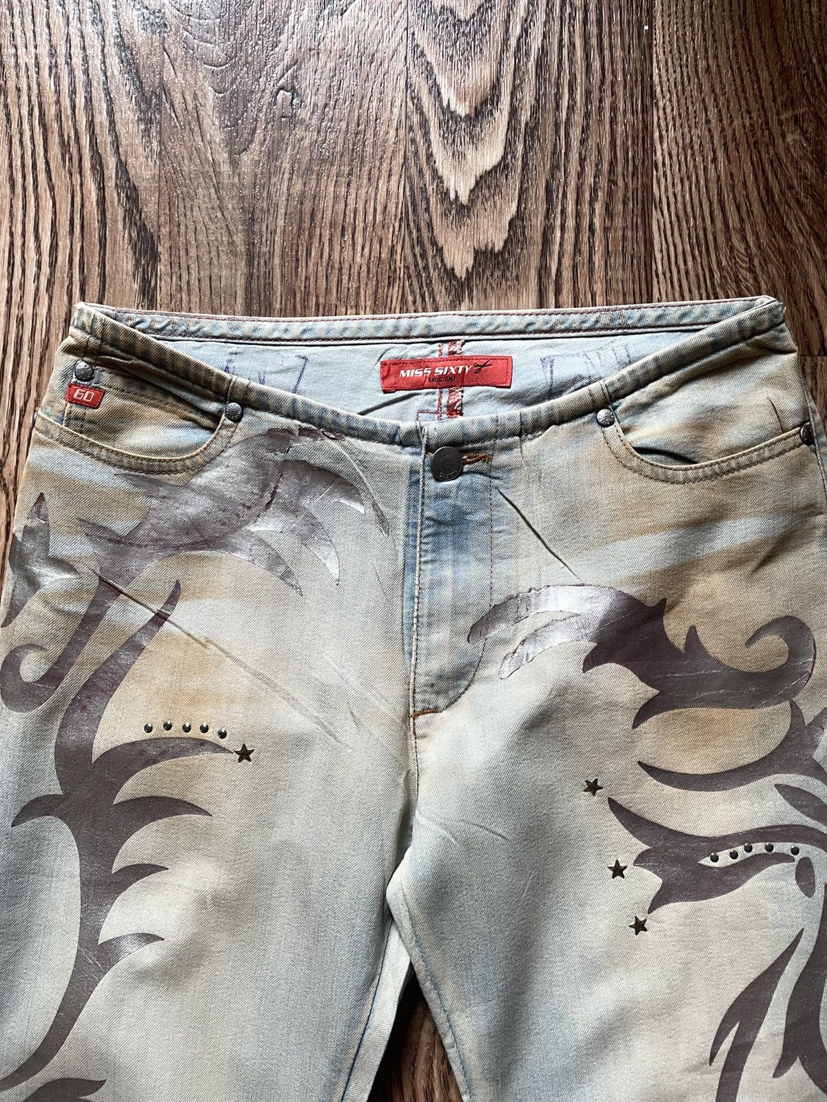 Miss Sixty Vintage Miss Sixty Jeans Flared Distressed 00s Low Rice Size 27" / US 4 / IT 40 - 4 Thumbnail