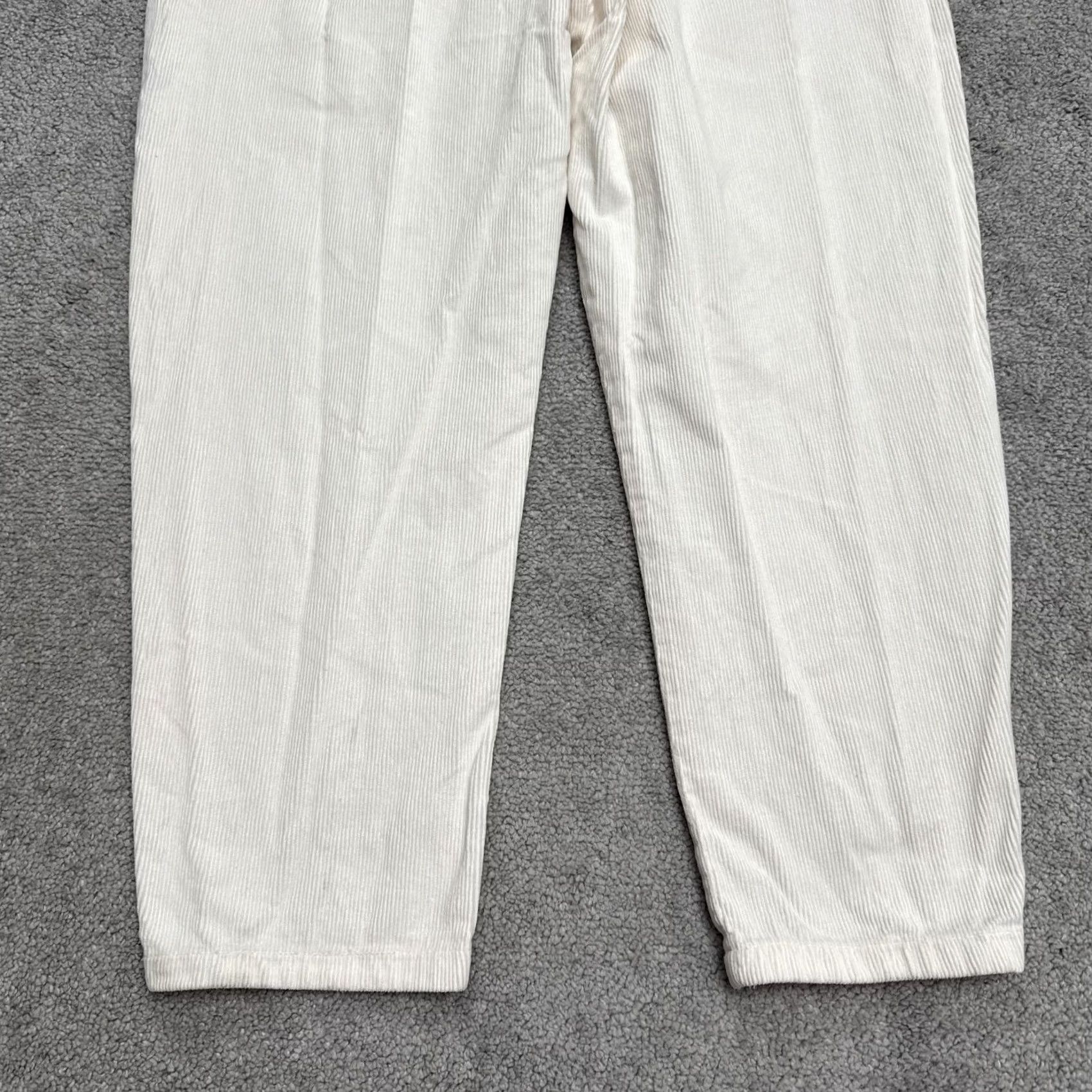 Zara Zara Paperbag Corduroy Barrel Pants Womens 4 Cream High Rise Elastic Waist 25x25 Size 27" / US 4 / IT 40 - 3 Thumbnail