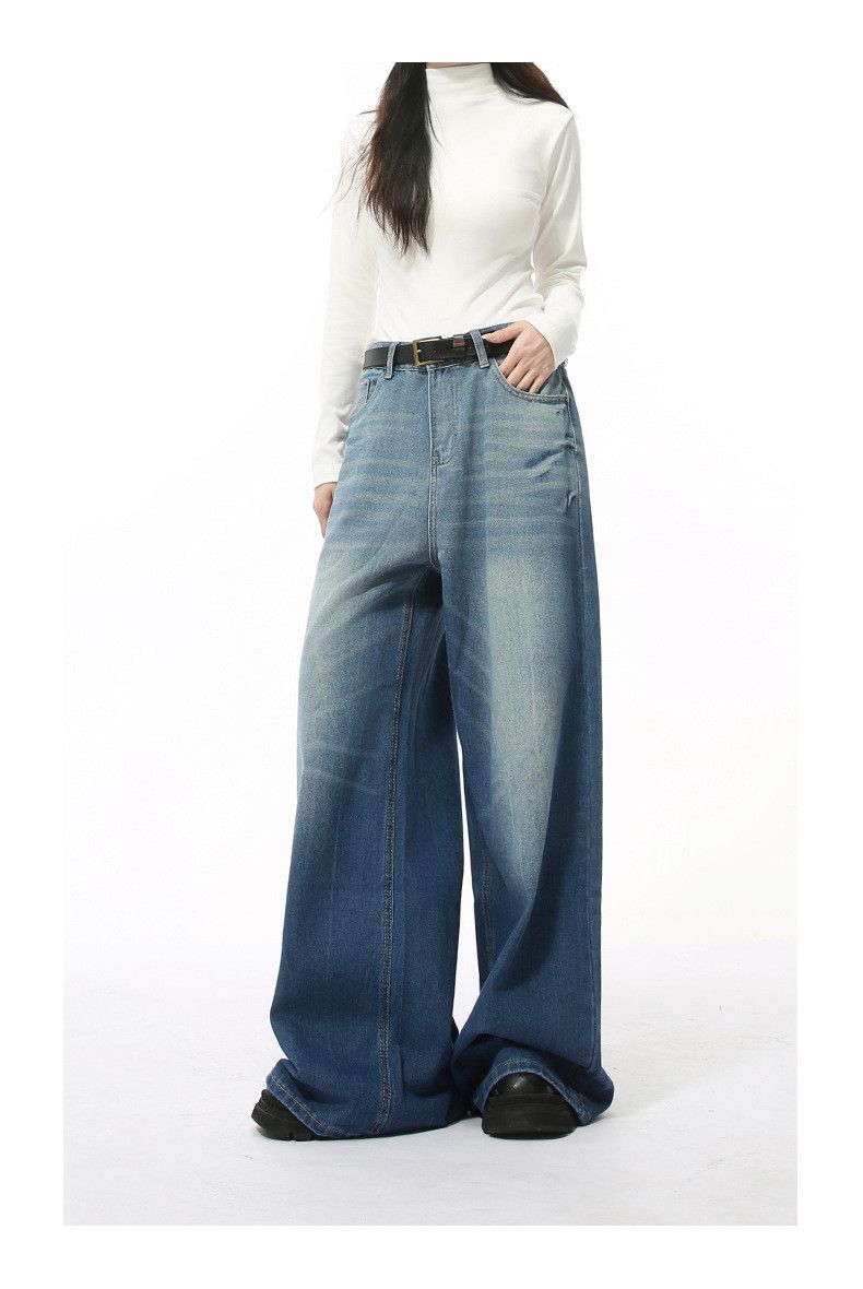 Japanese Brand × Jean Japanese lightning washed wide leg straight jeans casual Size US 32 / EU 48 - 6 Thumbnail