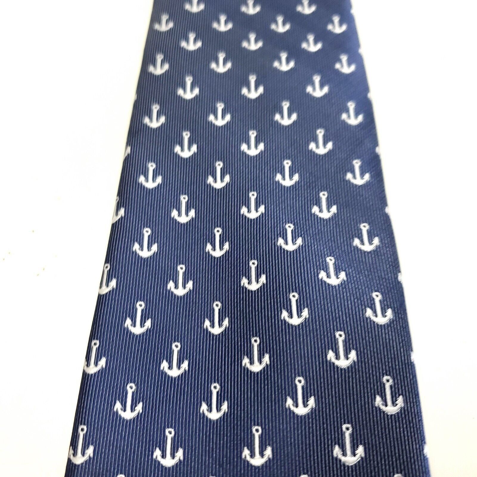 Chaps Chaps Polyester Nautical Blue Woven Short Skinny Tie Size ONE SIZE - 2 Thumbnail