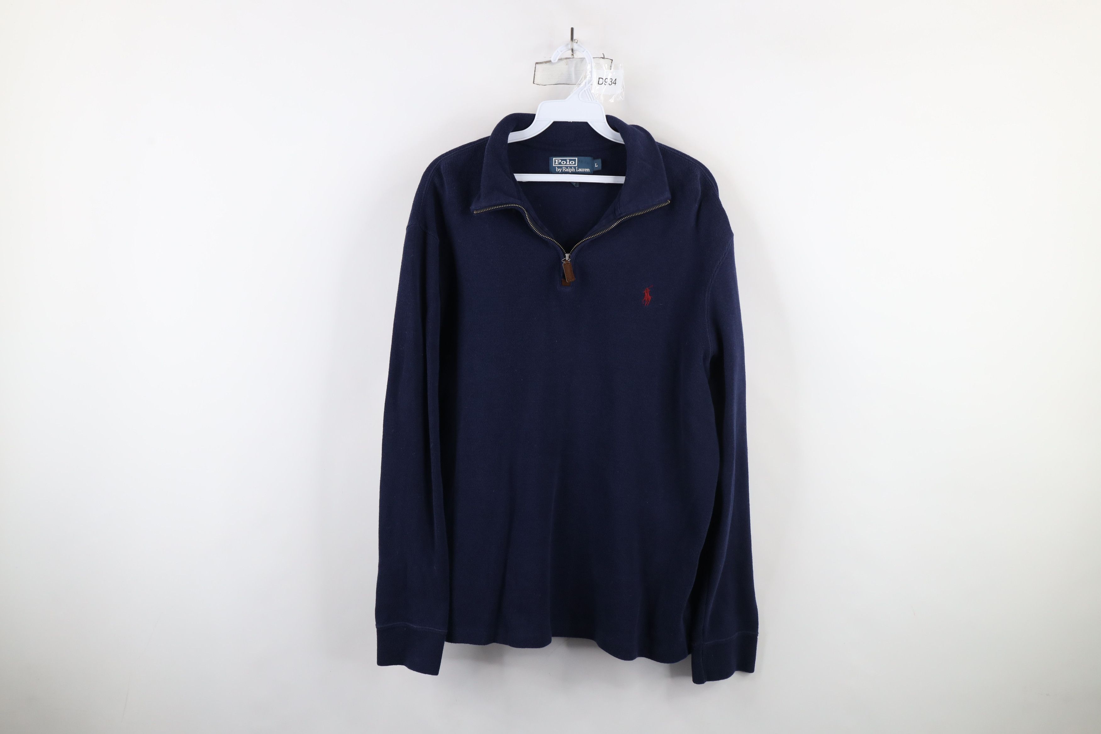 Ralph Lauren × Vintage Vintage 90s Ralph Lauren Cotton Ribbed Knit Half Zip Sweater Size US L / EU 52-54 / 3 - 1 Thumbnail