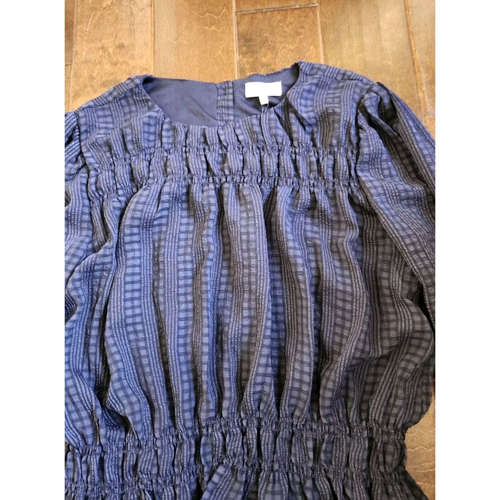 Vintage NSR Blouse Shirt - Womens Blue Long Sleeve Pleated - XL - NWT Size XL / US 12-14 / IT 48-50 - 7 Thumbnail