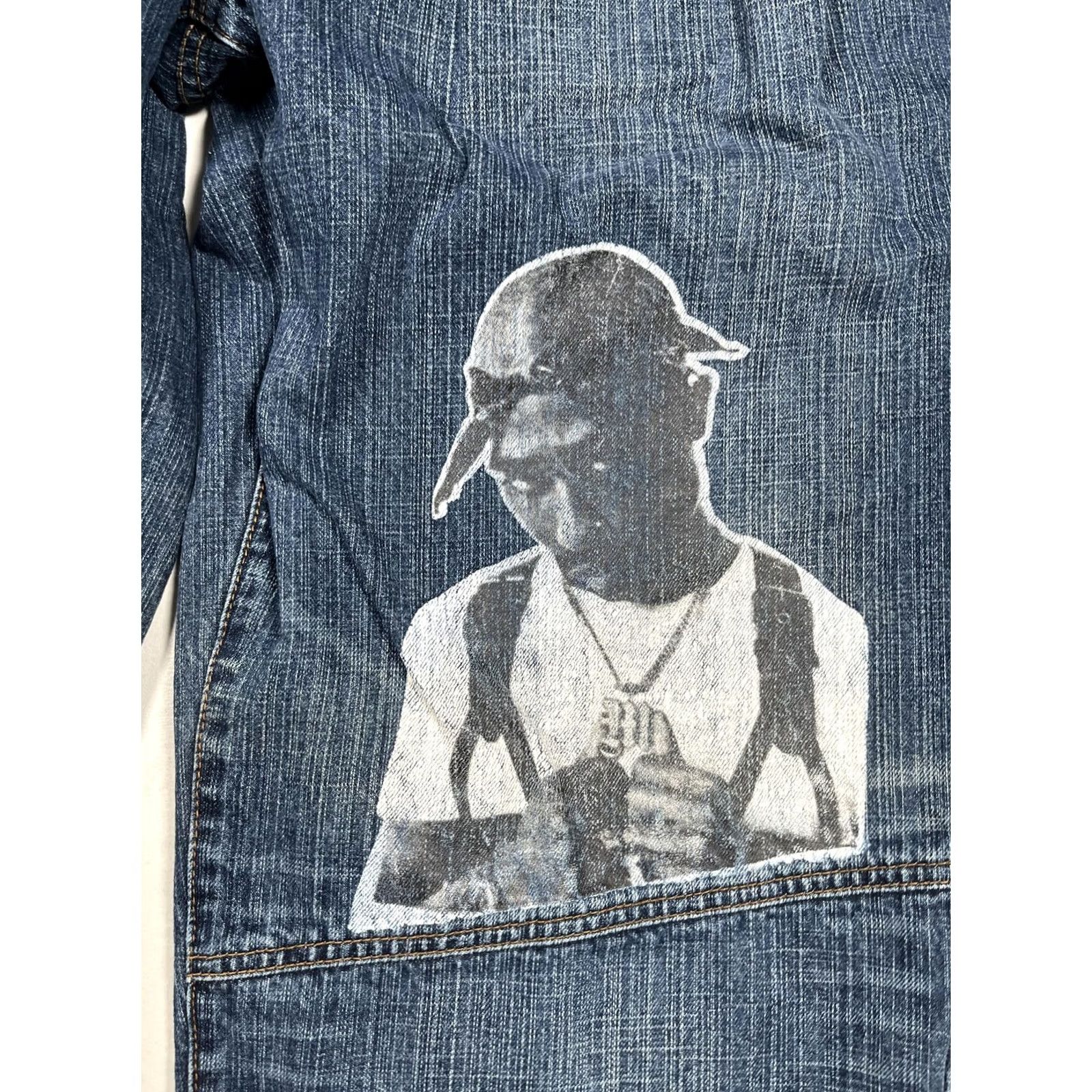 Vintage Makaveli Jeans Mens 38 Blue Baggy Hip Hop Y2K Streetwear Jeans Size US 38 / EU 54 - 4 Thumbnail